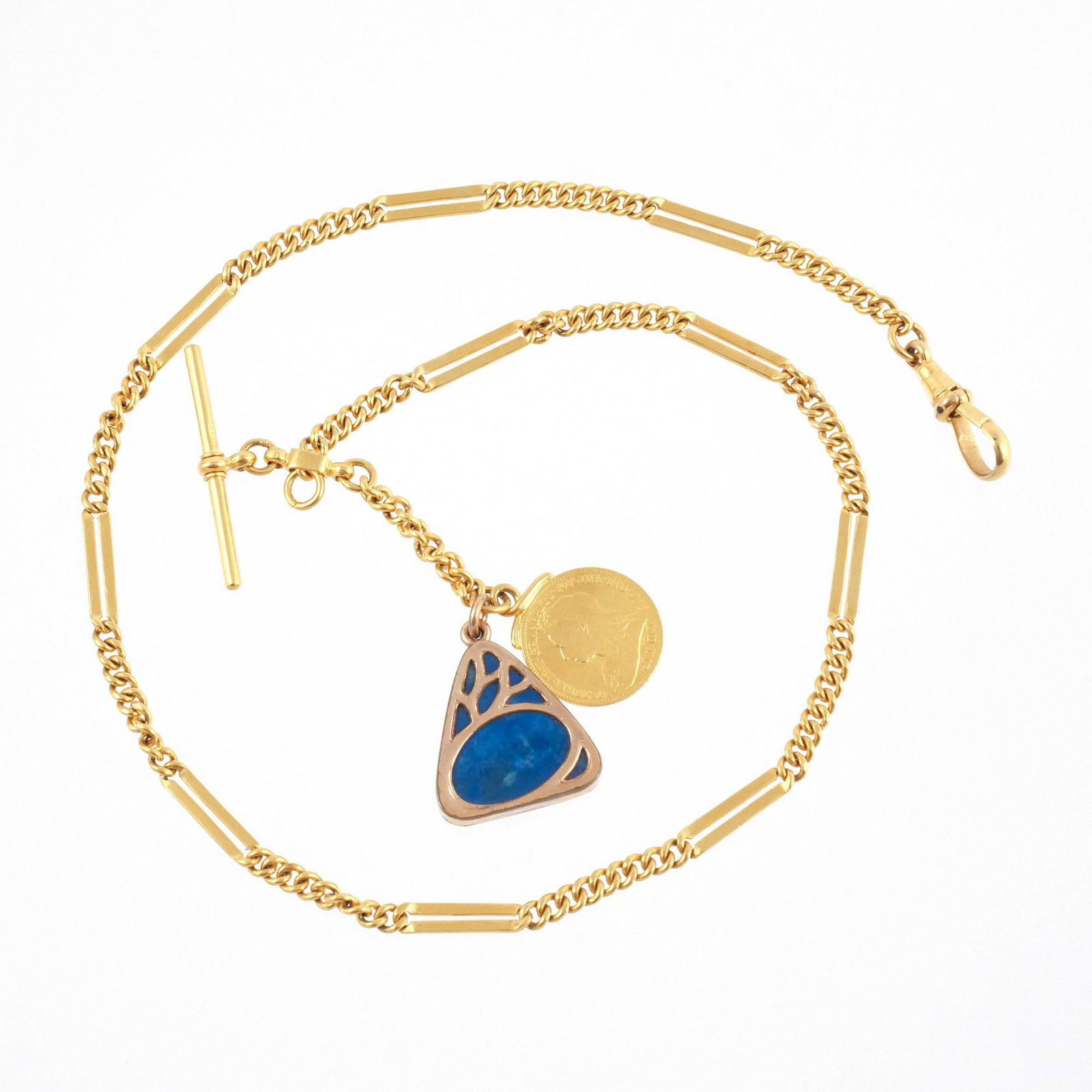 90T (21.6k) GOLD WATCH FOB CHAIN (1 of 4)