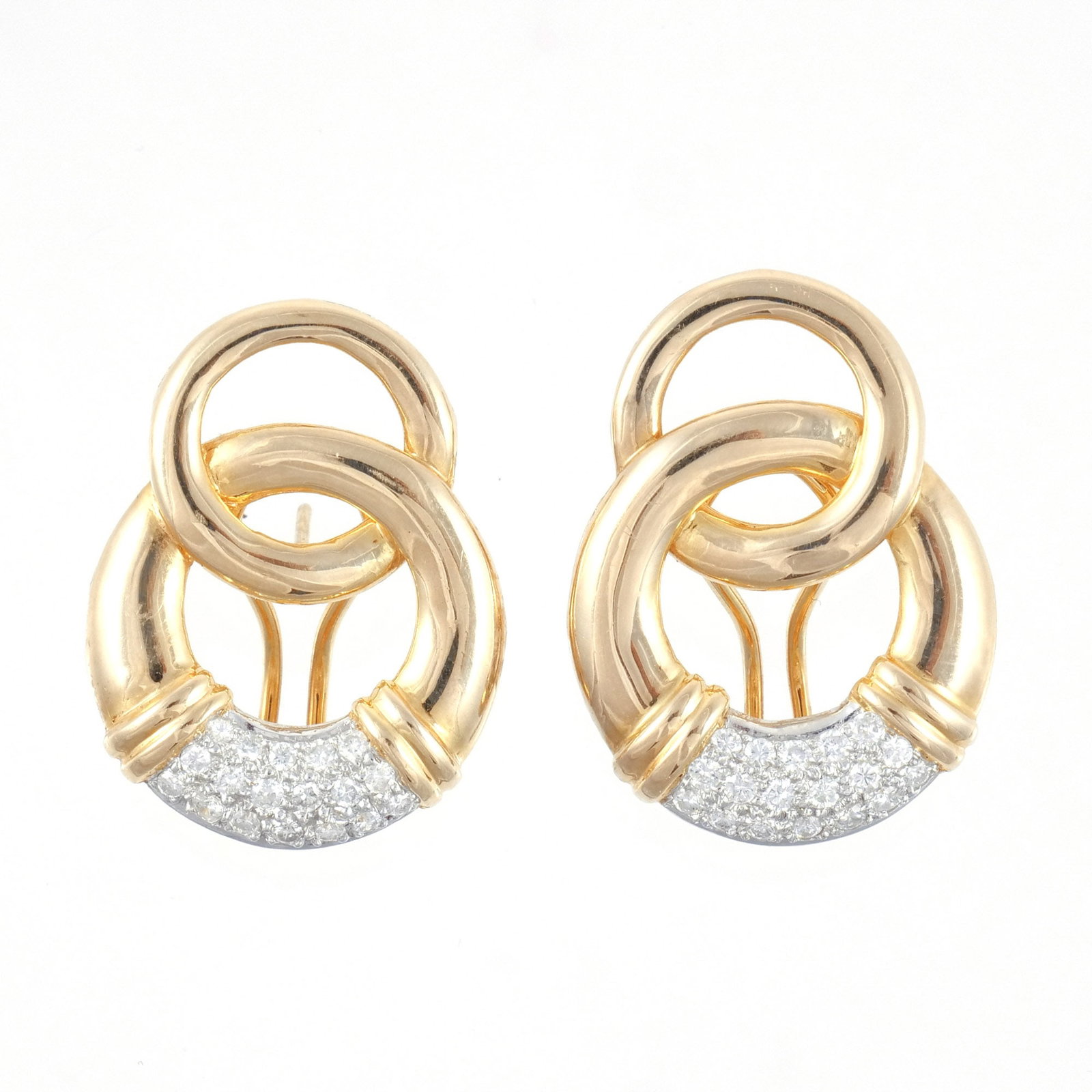 PAIR 14K GOLD AND DIAMOND DOUBLE-LOOP EARRINGS (1 of 10)