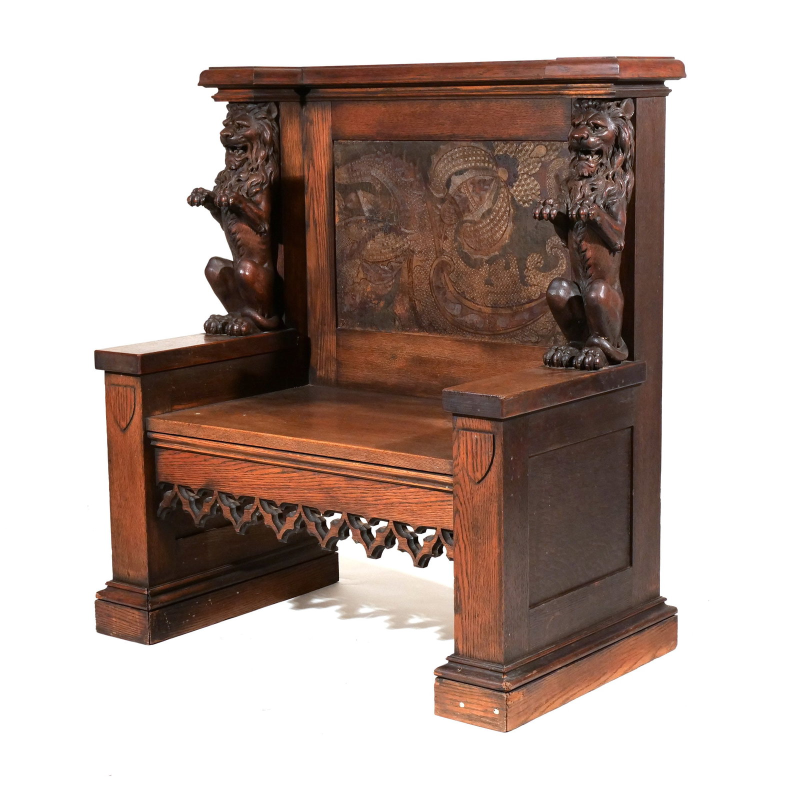 AESTHETIC PERIOD CARVED OAK THRONE CHAIR (1 of 16)