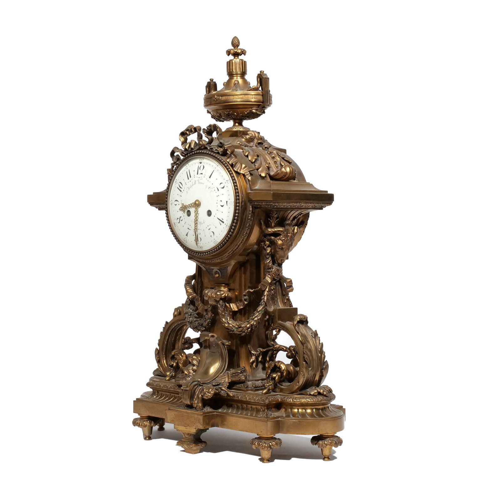 (3pc) MITCHELL VANCE & CO. ORMOLU CLOCK GARNITURE - 8