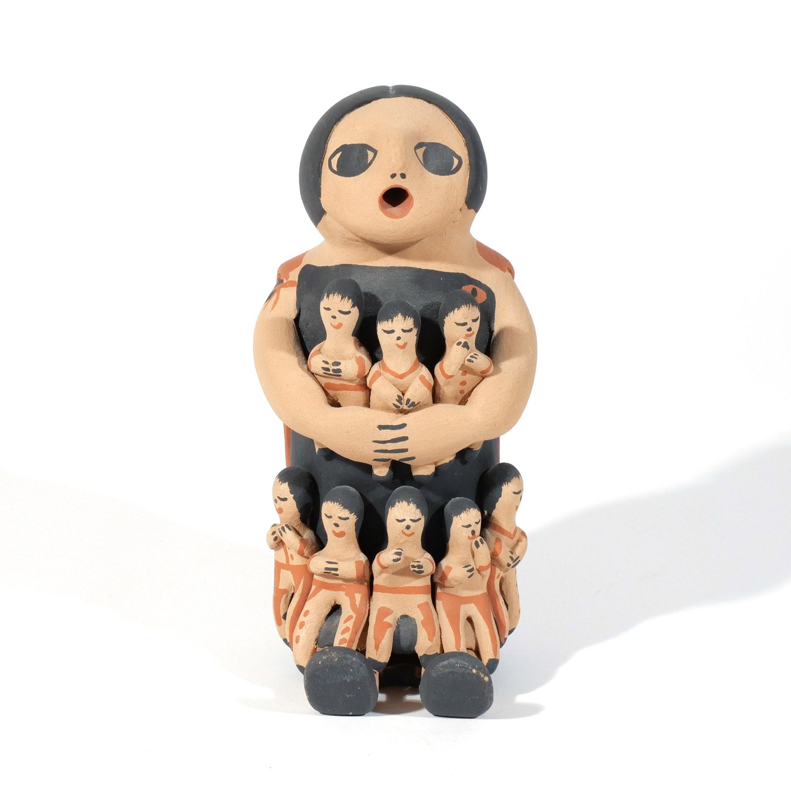 JEMEZ PUEBLO '8 CHILDREN' STORYTELLER FIGURE: Mid 20th century, ceramic, signed, possibly 'R. F/Toya' h. 8 in. Provenance: Private collection, Mount Kisco, NY [In Situ Item] This item will not be on display in our saleroom during our preview