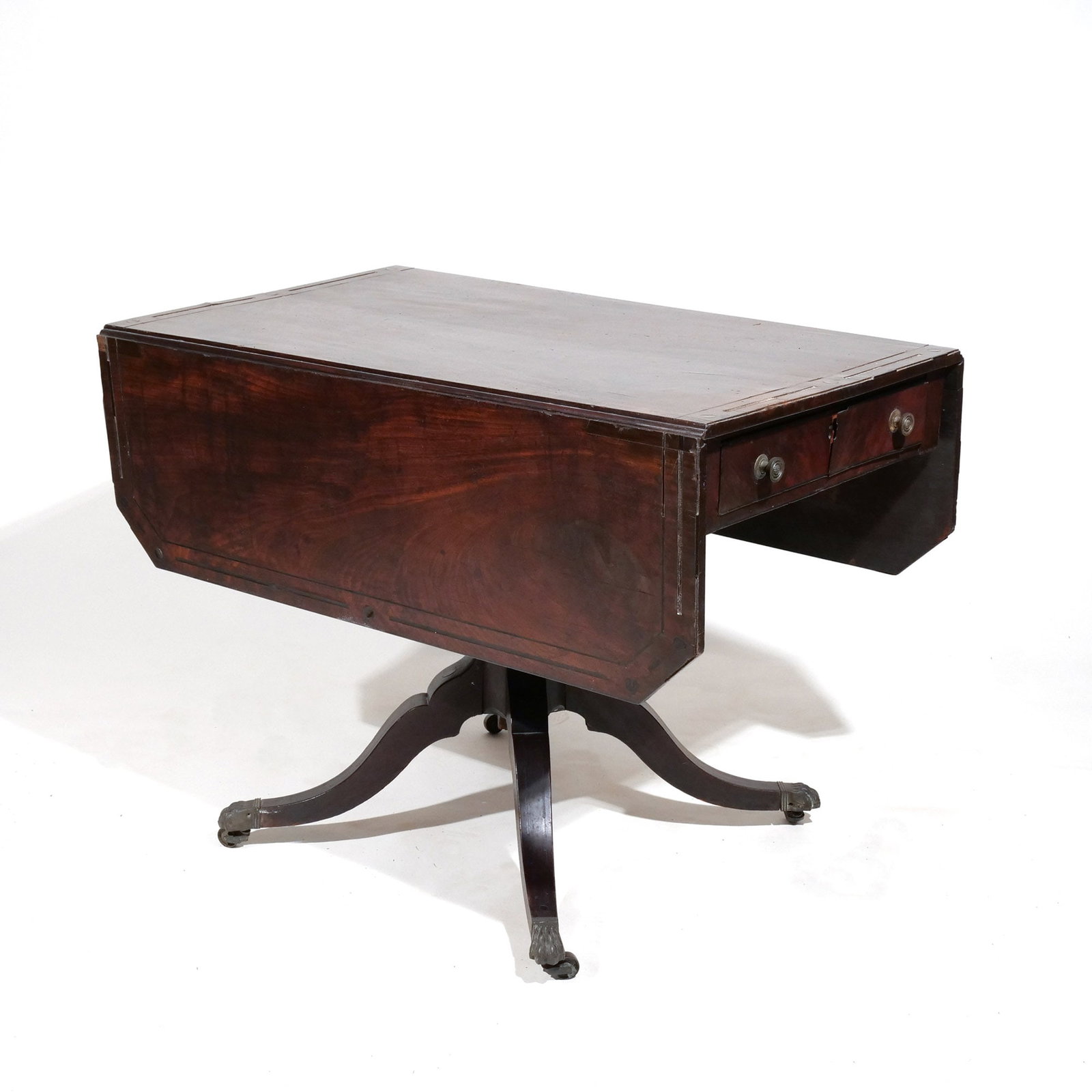 LATE FEDERAL INLAID MAHOGANY DROP SIDE TABLE (1 of 8)