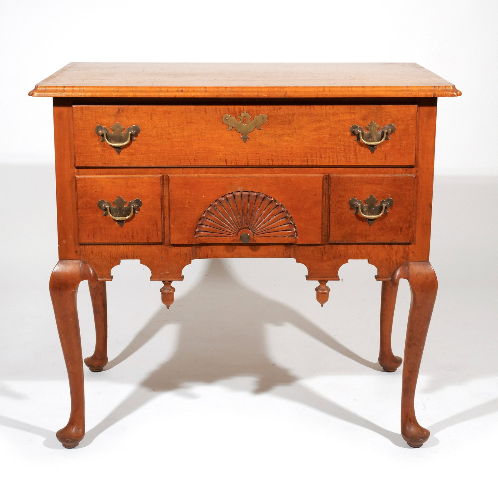 CHIPPENDALE-STYLE TIGER MAPLE LOW BOY - 2