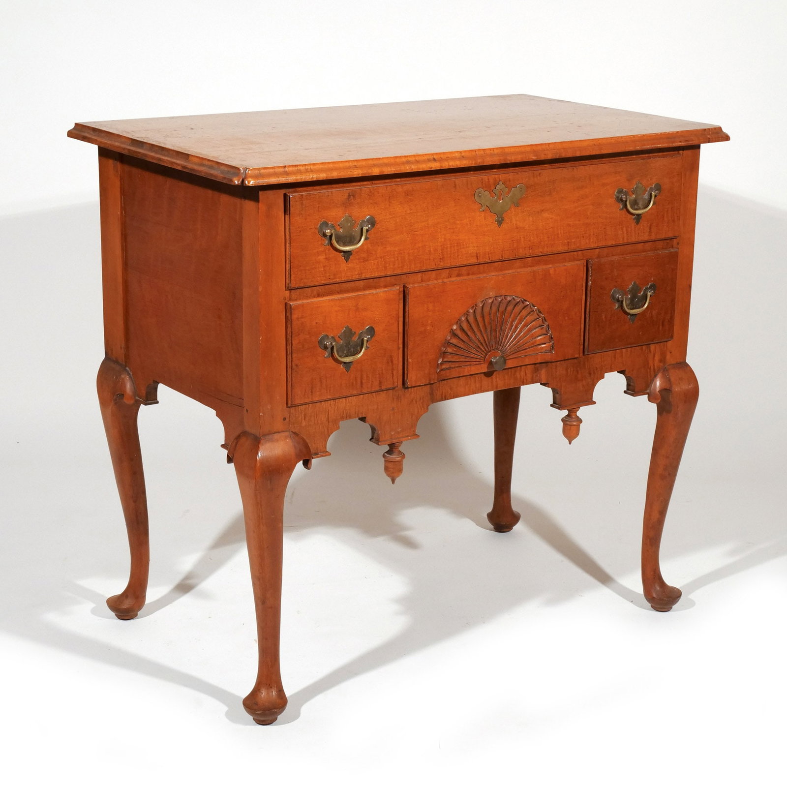CHIPPENDALE-STYLE TIGER MAPLE LOW BOY - 3