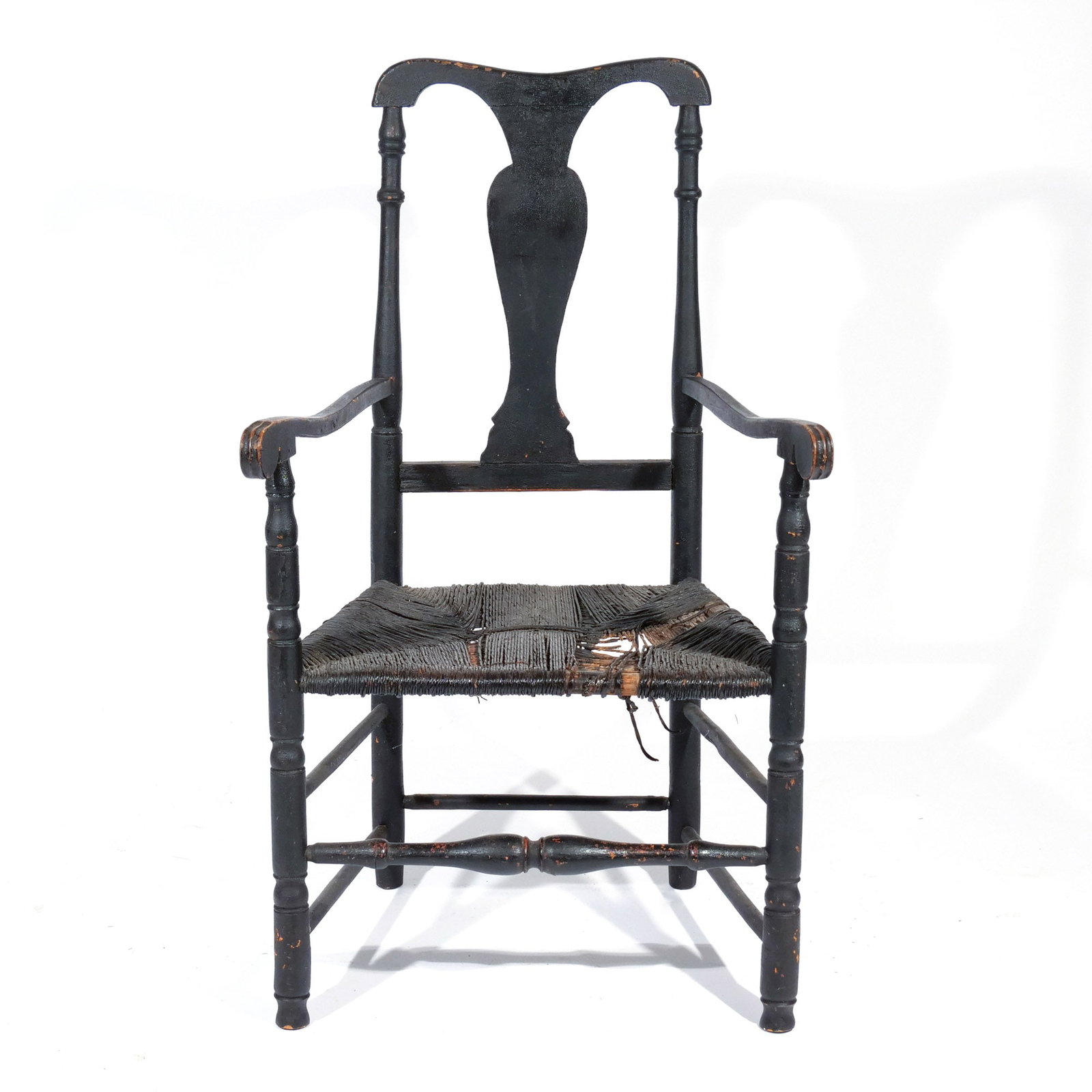 NEW ENGLAND QUEEN ANNE BLACK-PAINTED ARMCHAIR (1 of 9)