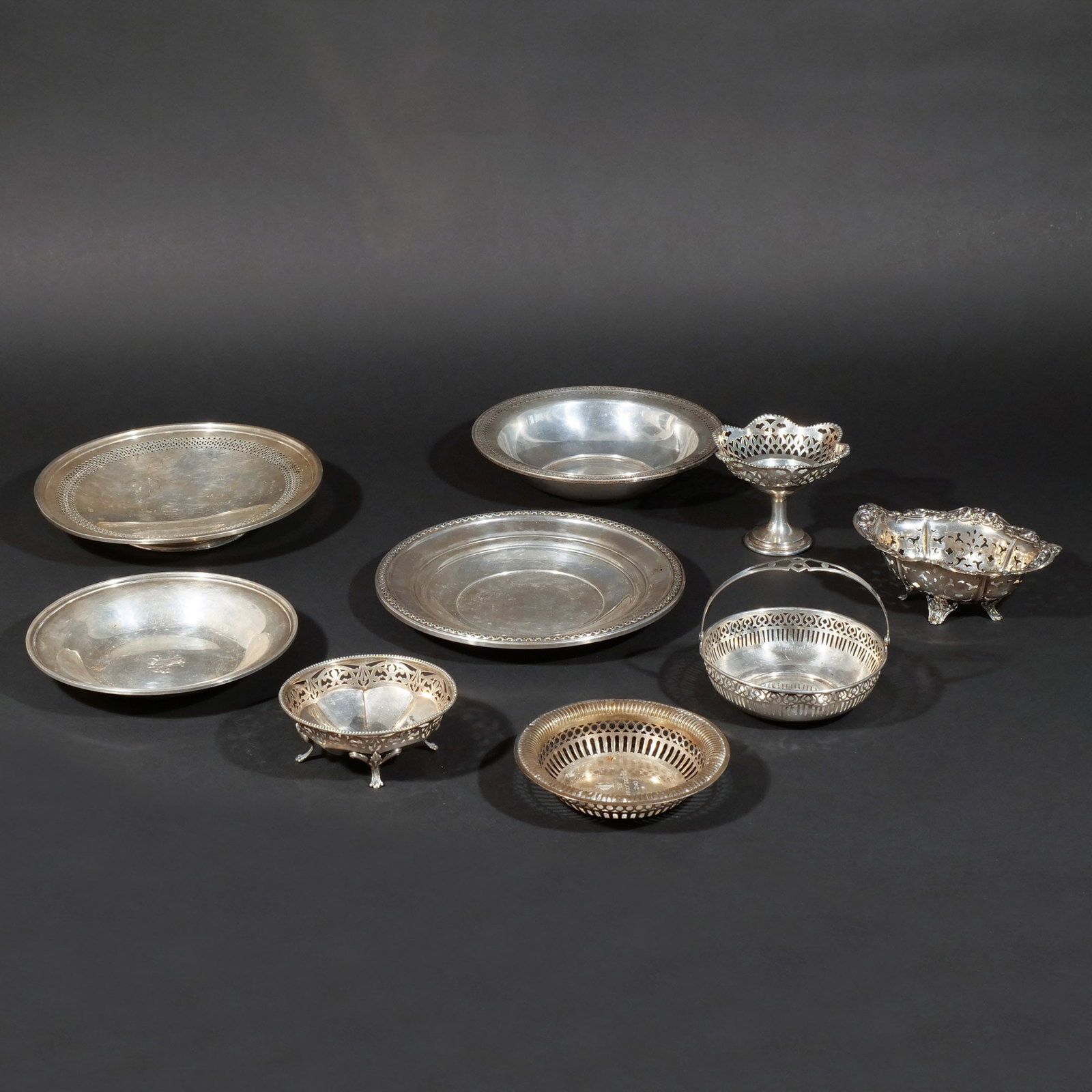 (9pc) RETICULATED & ROUND STERLING HOLLOWARE (1 of 9)