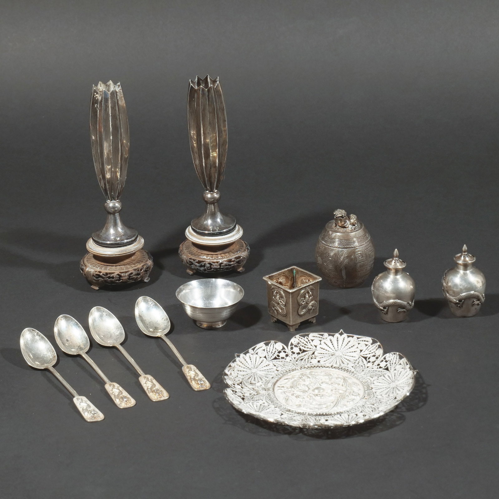 (12pc) MISC. SMALL CHINESE EXPORT SILVER (1 of 19)