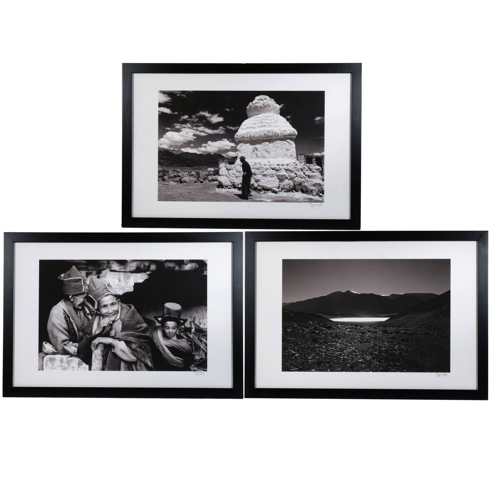 (3pc) PRABIR PURKAYASTHA (Indian, 1952-): Three works Digital ink jet print on Epson h. 18 w. 27-1/4 in. subject, each All dated 2007, signed, numbered, and framed, including: Zendo 22 (old man in front of stupa), numbered 'Z 3/8'; Zendo 30