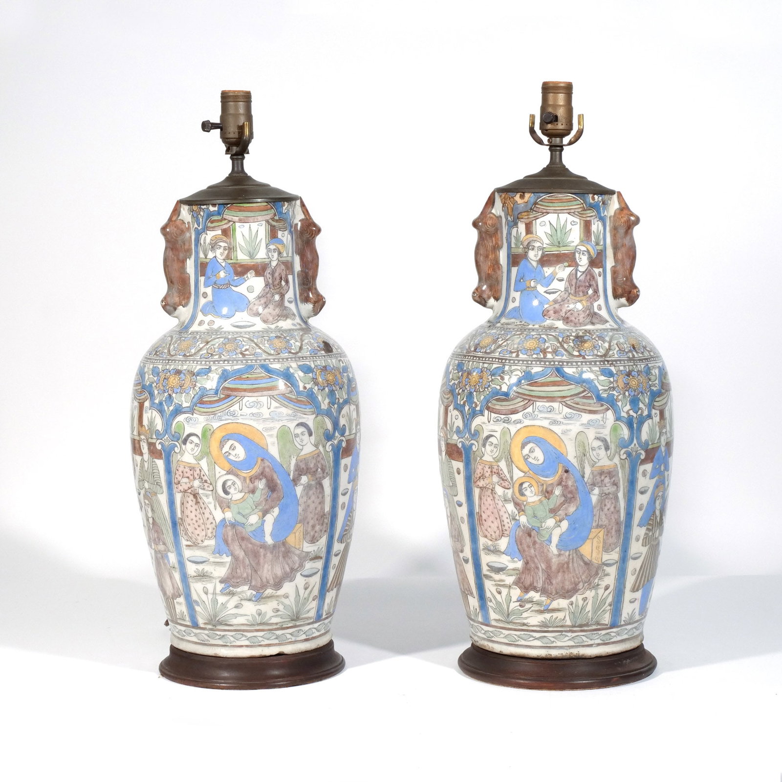 PAIR of ANTIQUE PERSIAN QAJAR POTTERY VASES (1 of 11)