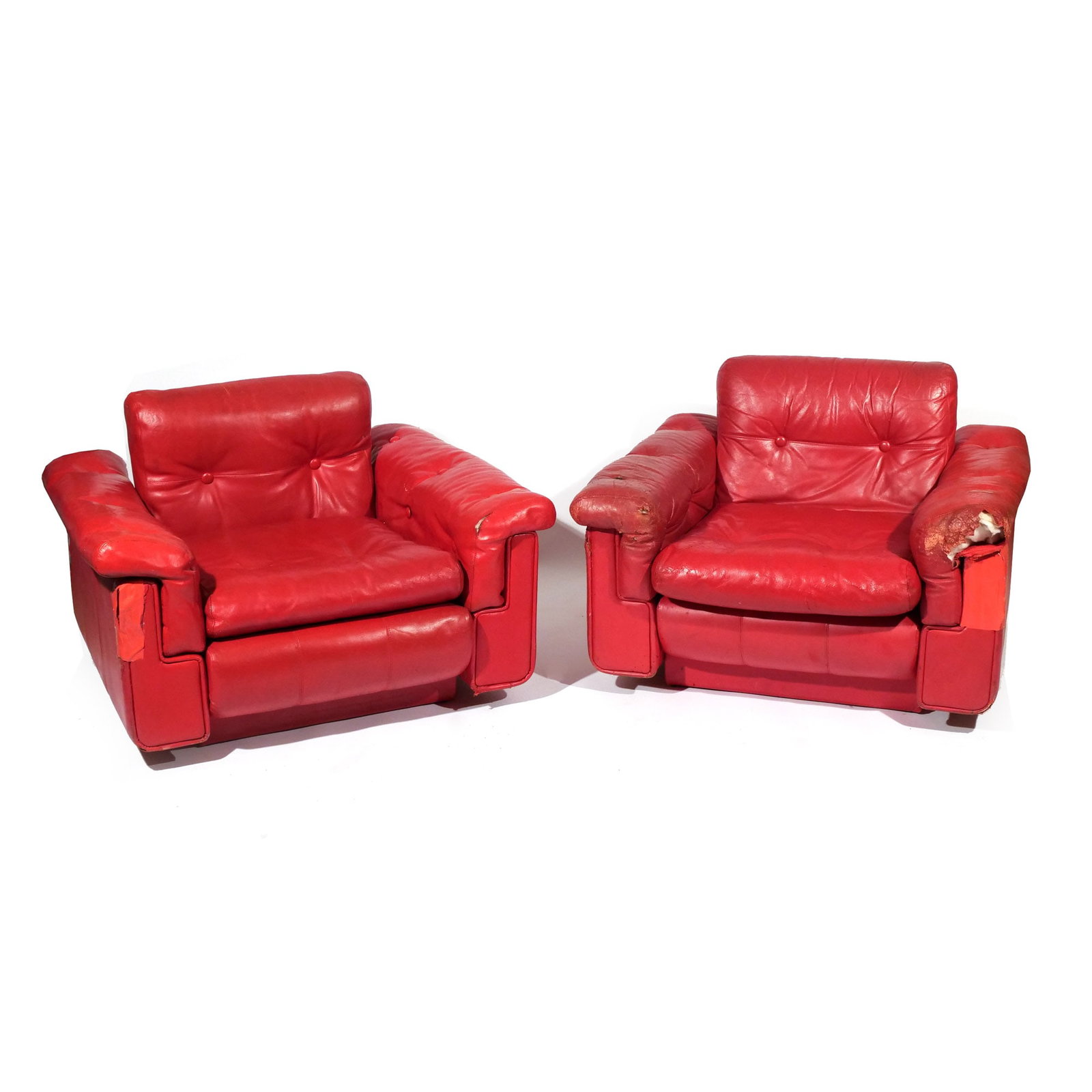 (3pc) TUFTED RED LEATHER SEATING - 10
