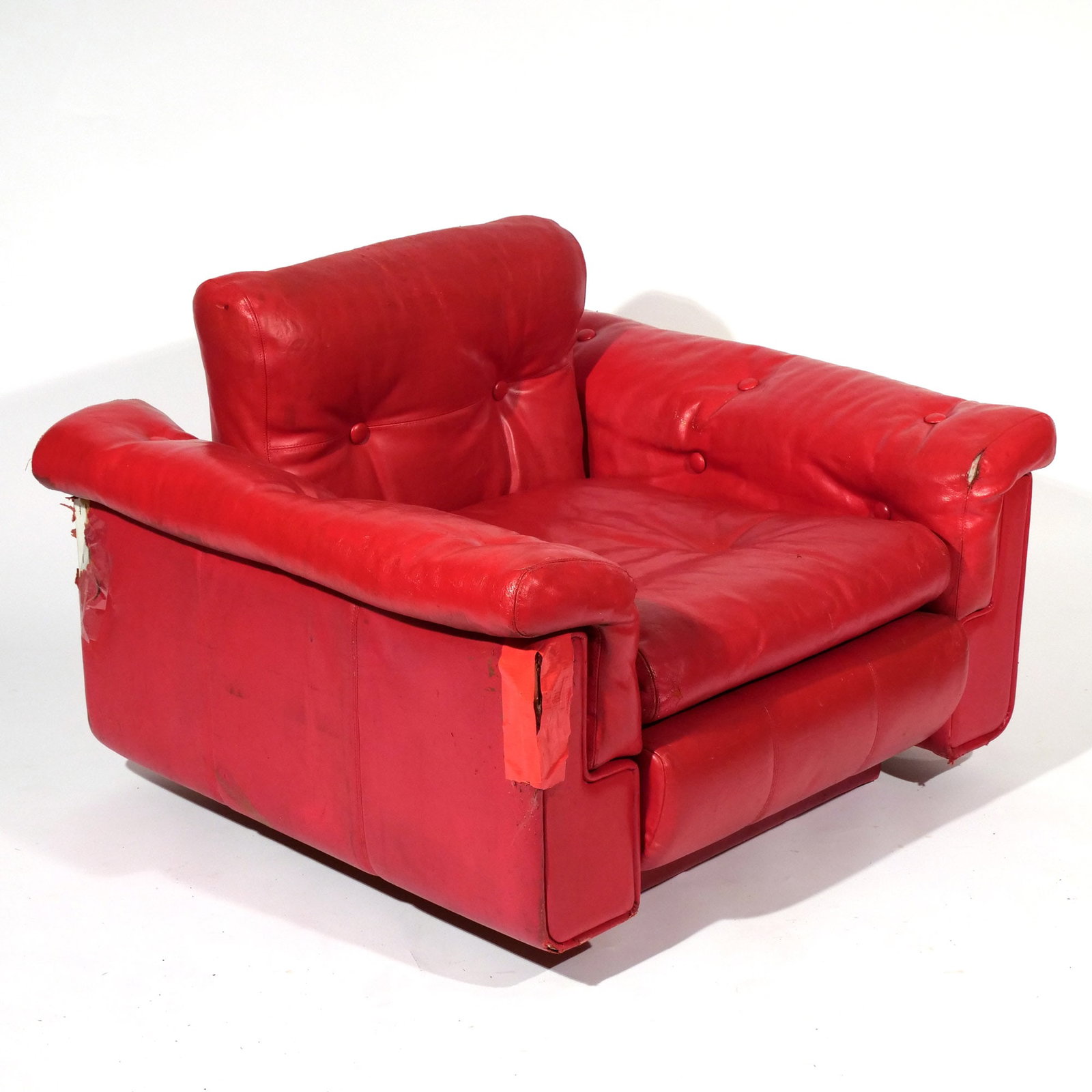 (3pc) TUFTED RED LEATHER SEATING - 14