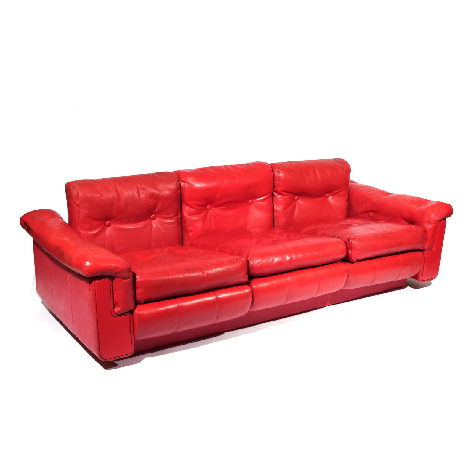 (3pc) TUFTED RED LEATHER SEATING - 2