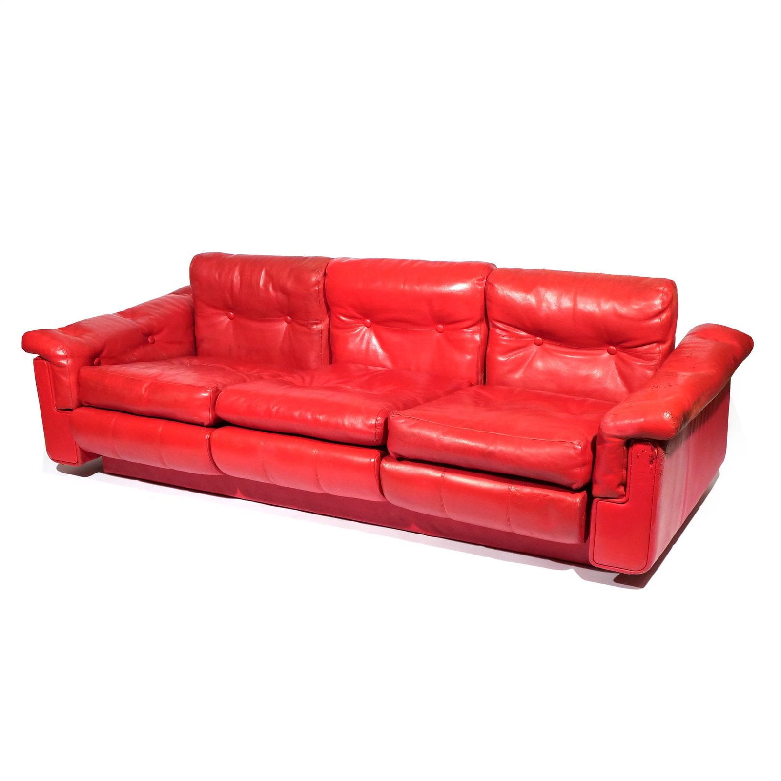 (3pc) TUFTED RED LEATHER SEATING - 3