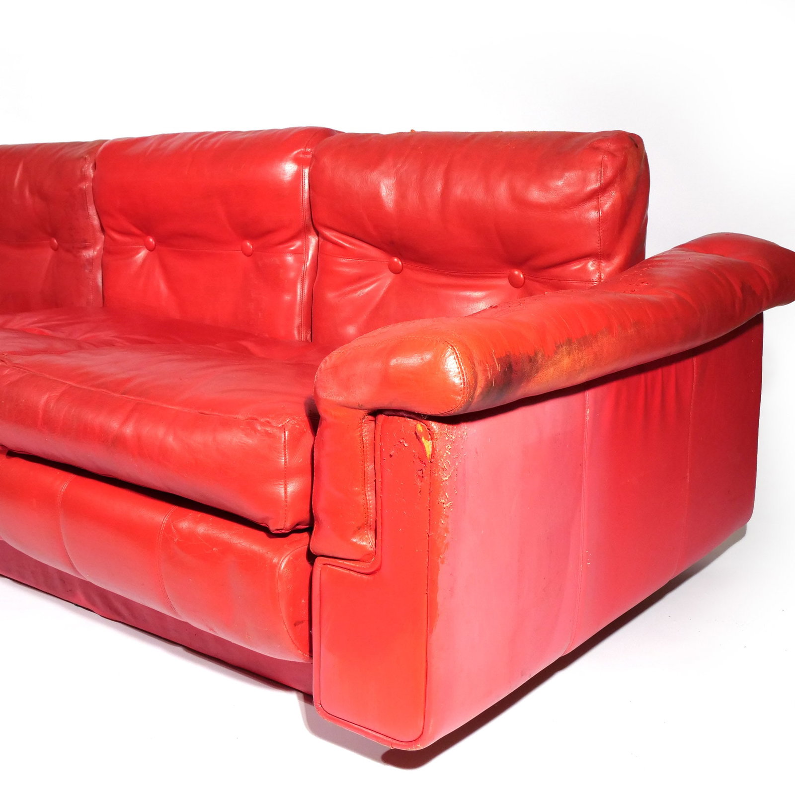 (3pc) TUFTED RED LEATHER SEATING - 4