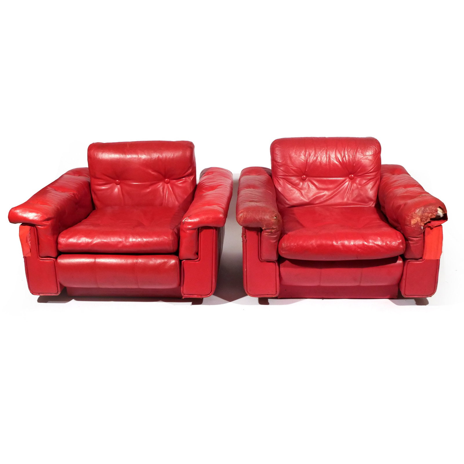 (3pc) TUFTED RED LEATHER SEATING - 9