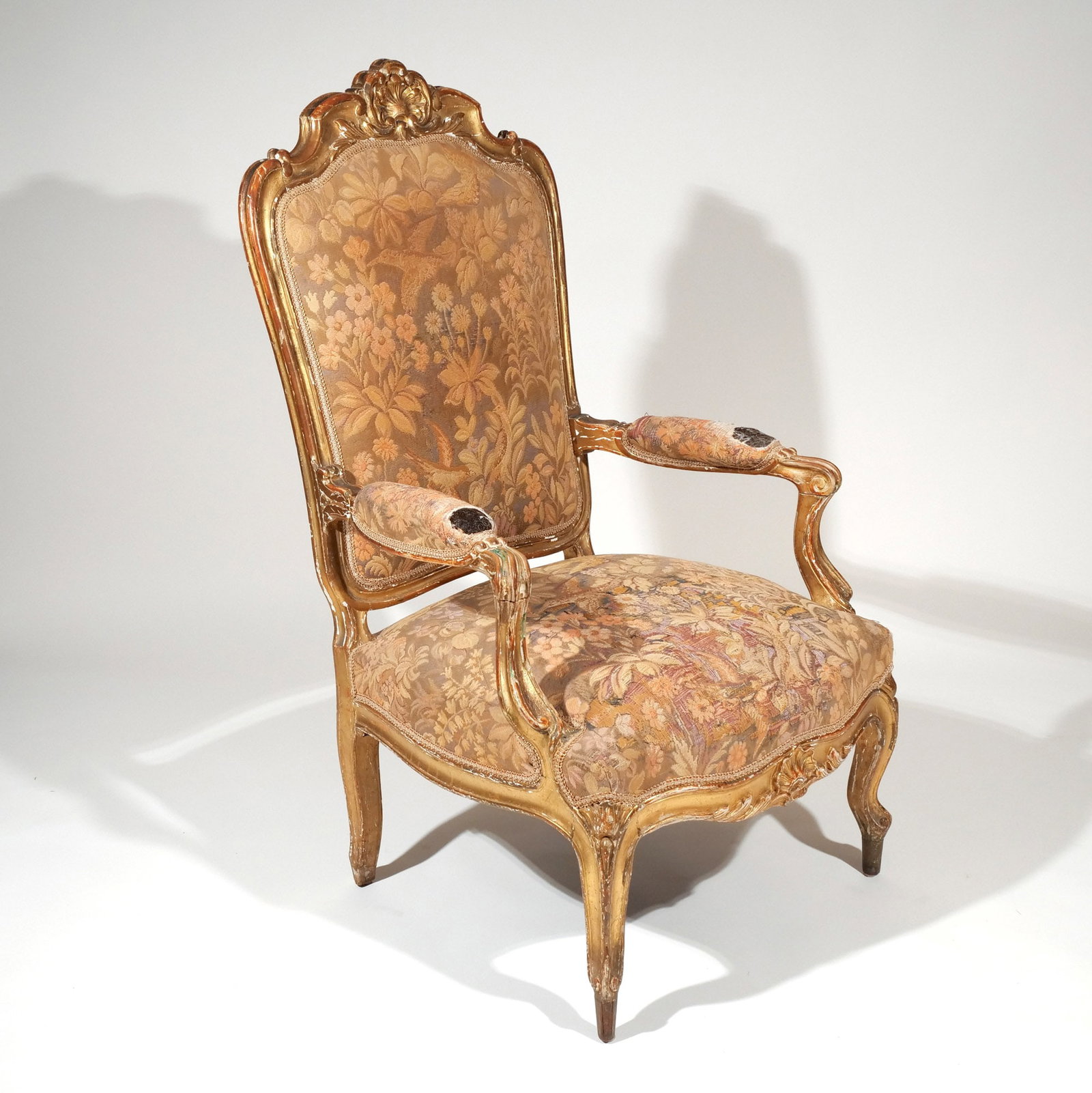 LOUIS XV-STYLE GILT CARVED FAUTEUIL A LA REINE (1 of 10)