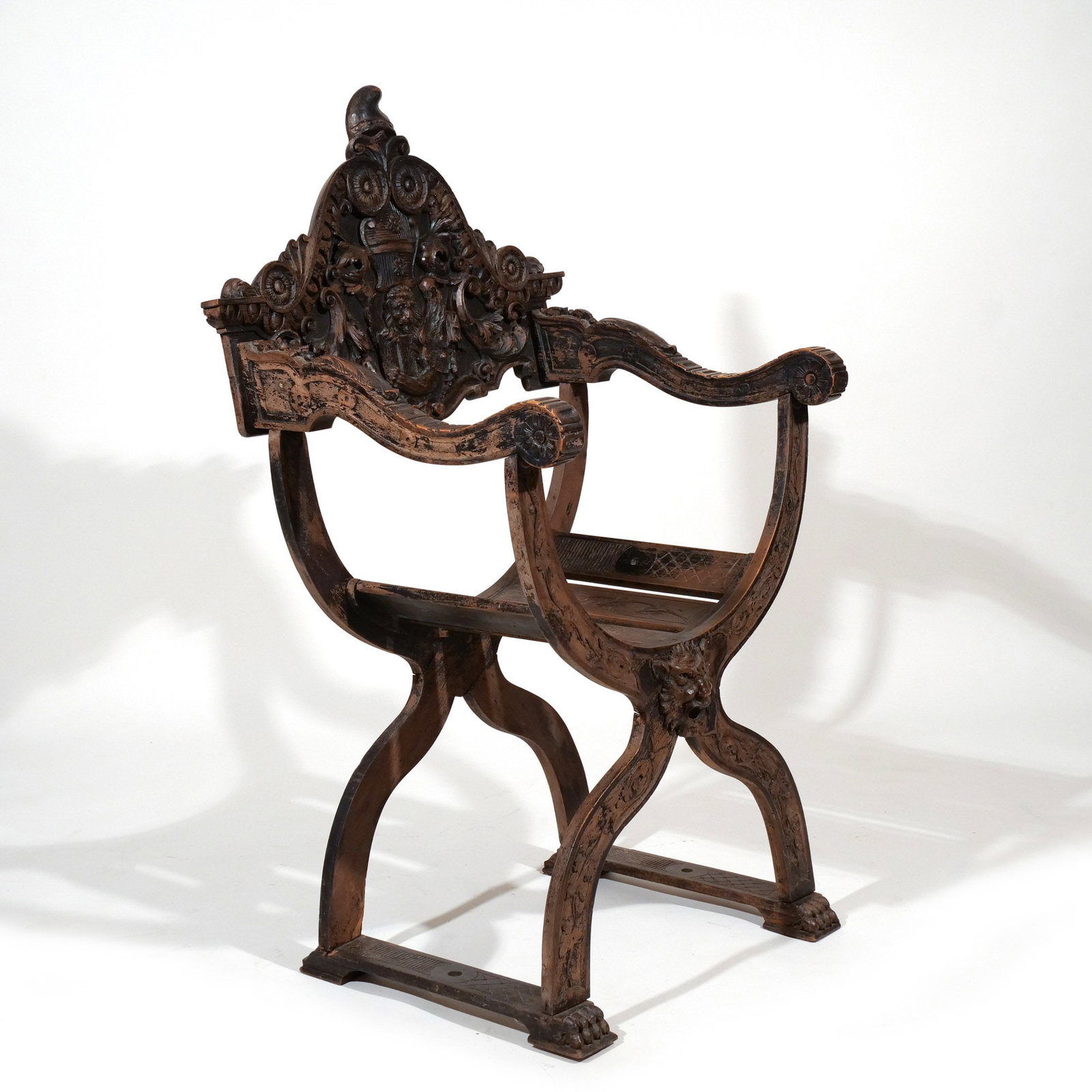 ITALIAN CARVED SAVANAROLA CHAIR (1 of 10)