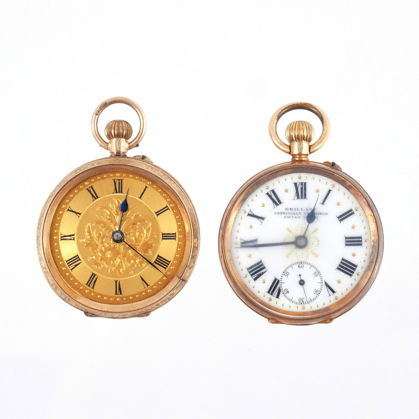 (2pc) SMALL GOLD POCKET WATCHES (1 of 9)