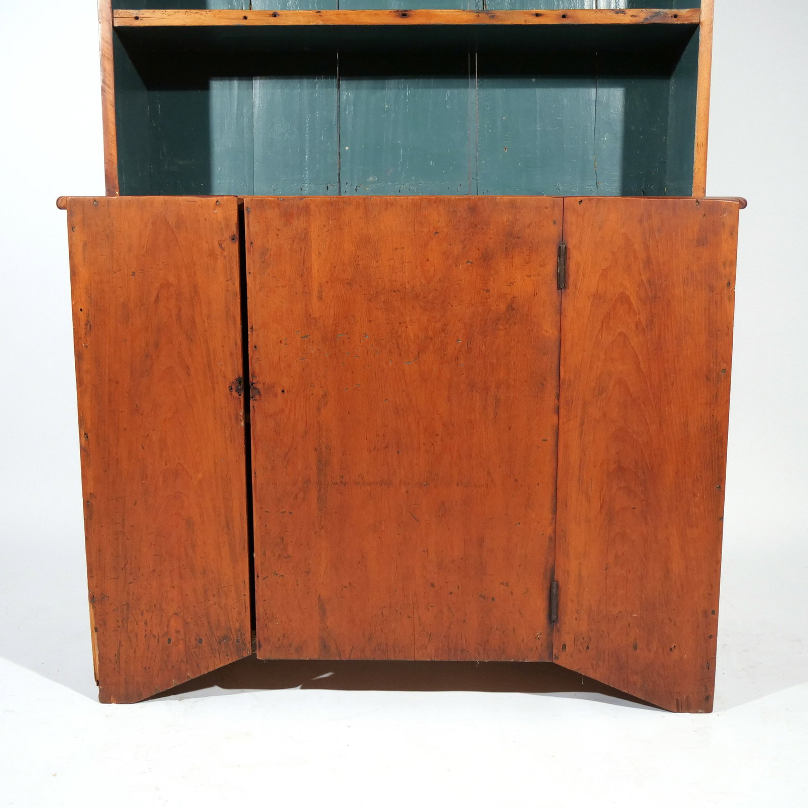 PINE STEP BACK PEWTER CUPBOARD - 3