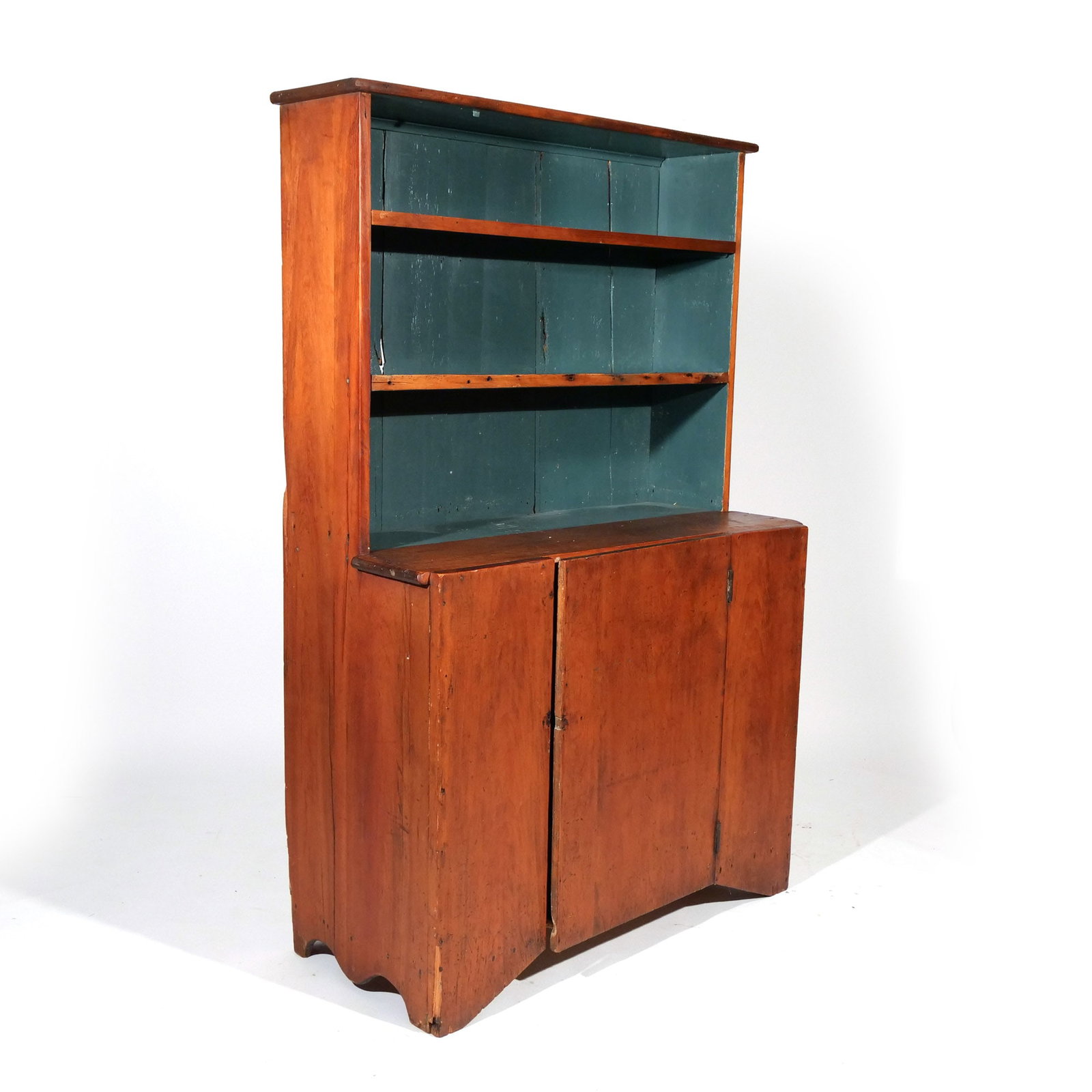 PINE STEP BACK PEWTER CUPBOARD - 6