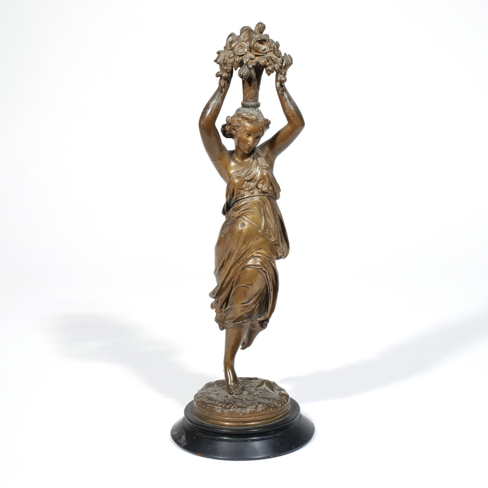 PAUL ?MILE MACHAULT (French, 1800?1866): Figure of Summer Bronze h. 15 w. 5-1/4 in. Signed Machault on socle of bronze, cast in two pieces Provenance: Private collection, Bernardsville, NJ [In Situ Item] This item will not be on display in