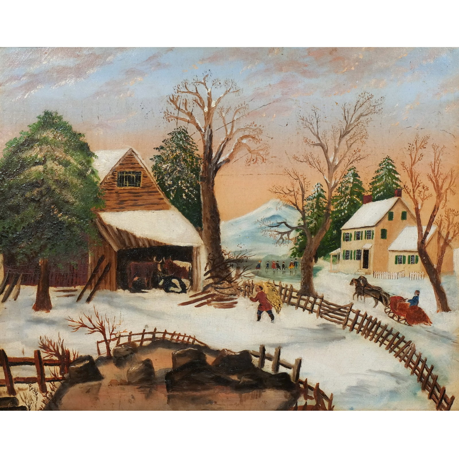 AMERICAN FOLK ART WINTER SCENE (1 of 7)