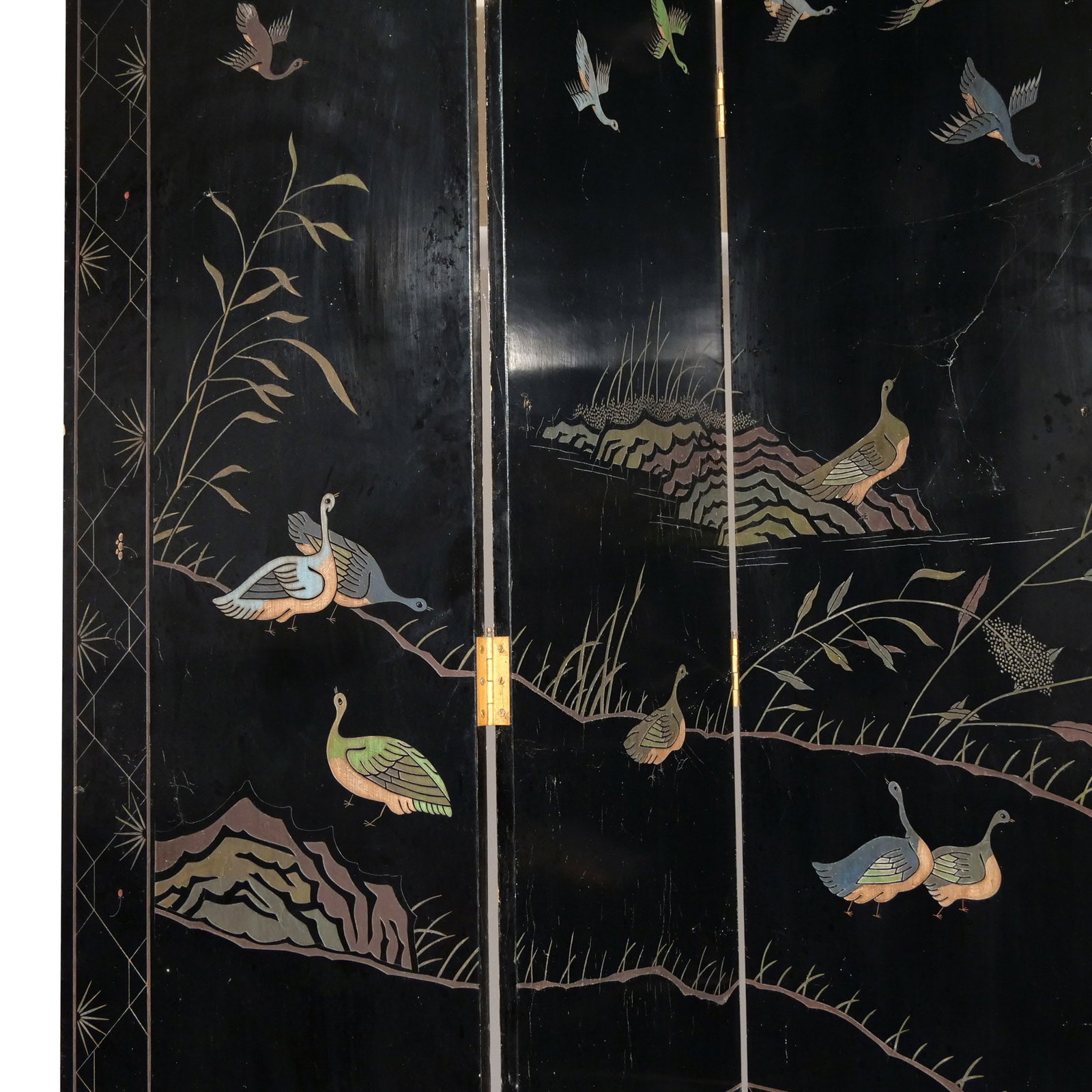 CHINESE LACQUER SIX-PANEL FLOOR SCREEN - 10
