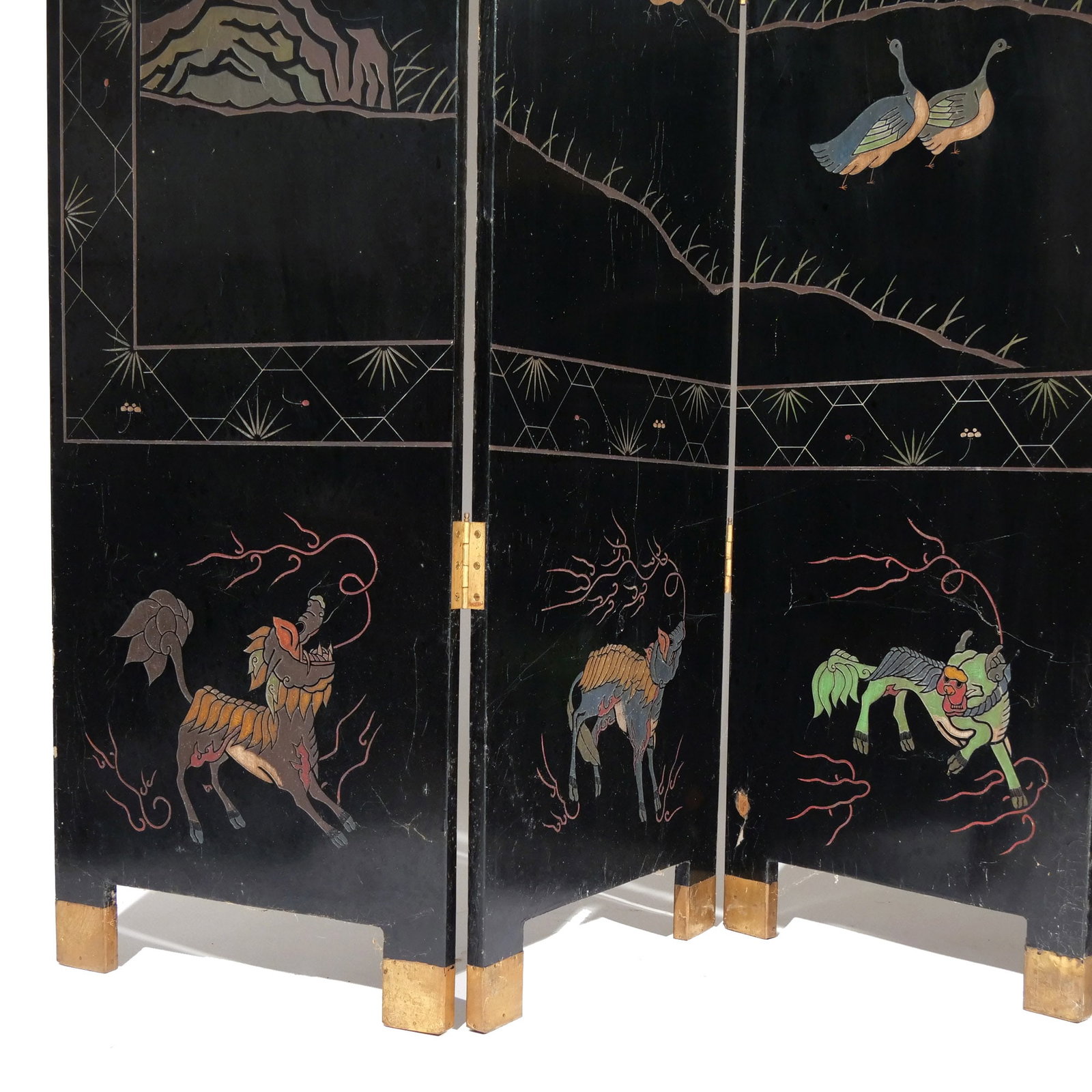 CHINESE LACQUER SIX-PANEL FLOOR SCREEN - 11