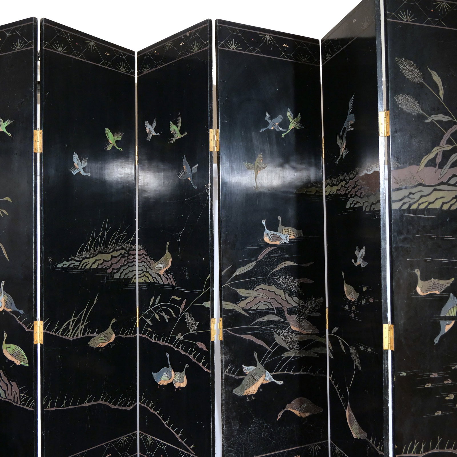 CHINESE LACQUER SIX-PANEL FLOOR SCREEN - 12