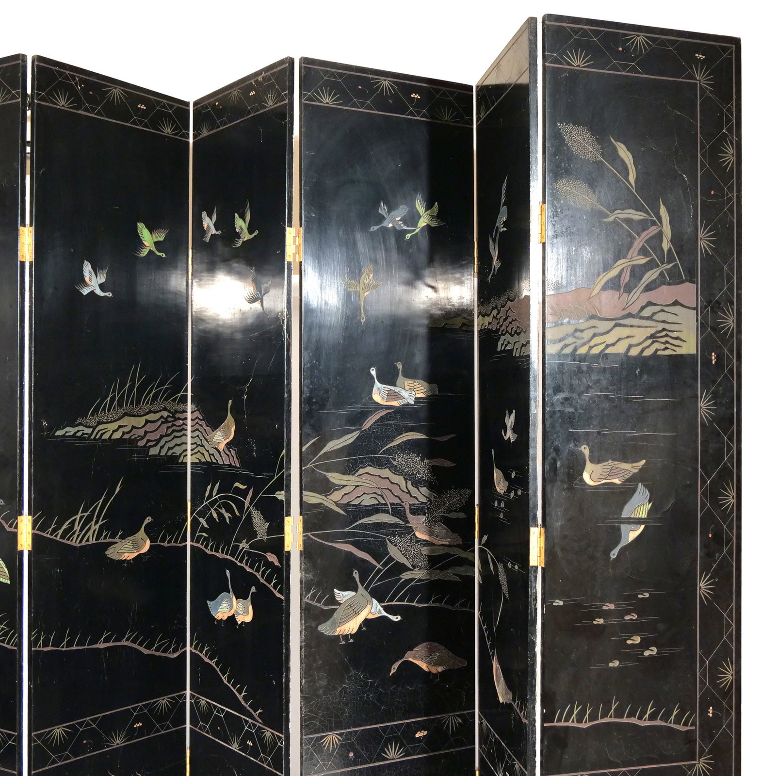 CHINESE LACQUER SIX-PANEL FLOOR SCREEN - 13
