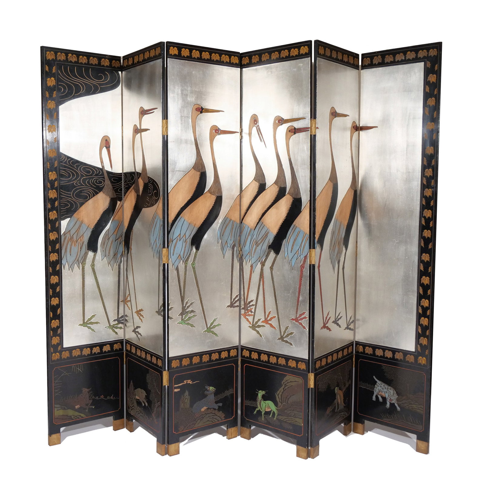 CHINESE LACQUER SIX-PANEL FLOOR SCREEN (1 of 16)