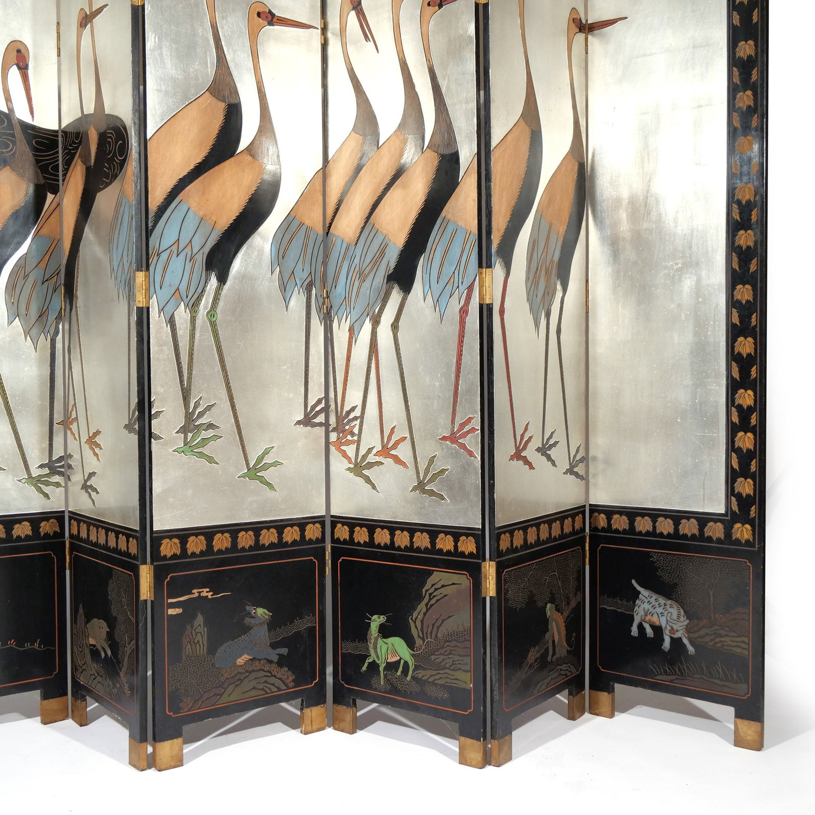 CHINESE LACQUER SIX-PANEL FLOOR SCREEN - 4