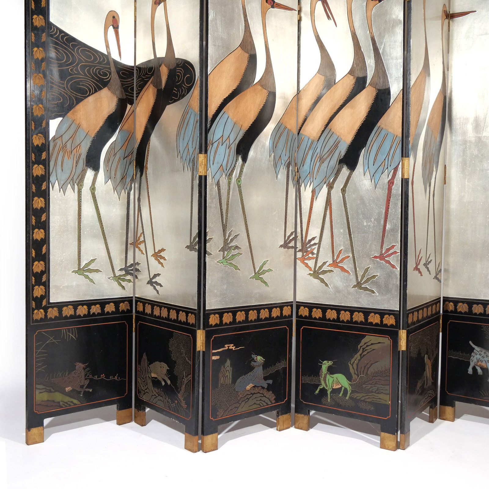CHINESE LACQUER SIX-PANEL FLOOR SCREEN - 5