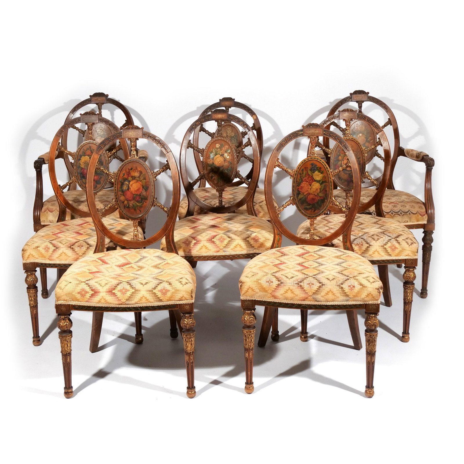 (8pc) ADAMS-STYLE WHEELBACK DINING CHAIRS (1 of 16)