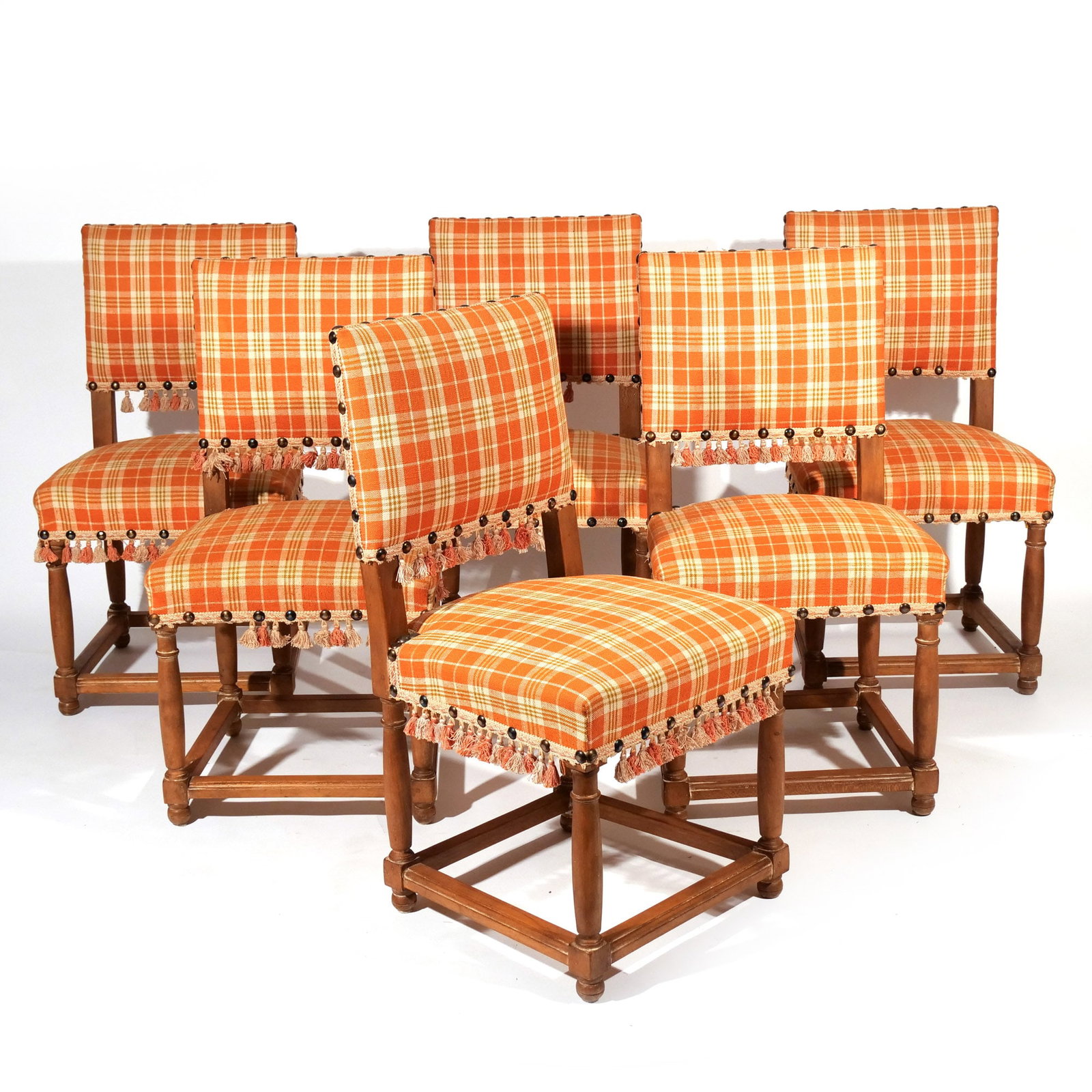(6pc) SET of LOUIS XIV-STYLE DINING SIDE CHAIRS: Having upholstered backrest and over upholstered seat h. 36 w. 20 d. 19 in. Provenance: Landmark Hoyt Homestead, Pound Ridge, NY [In Situ Item] This item will not be on display in our saleroom during