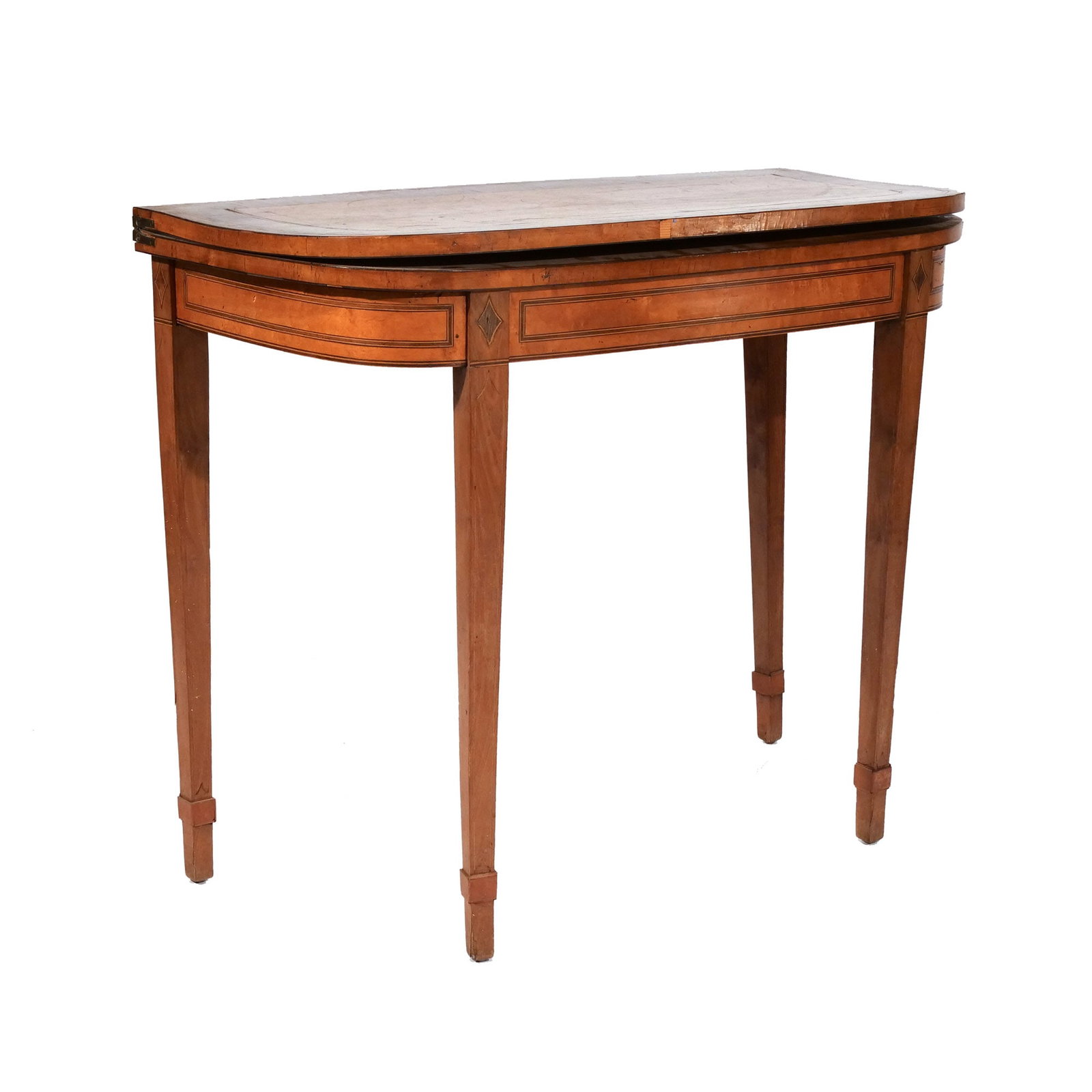 AMERICAN FEDERAL INLAID MAPLE GAMESTABLE: Early 19th century, possibly of Southern origin h. 30 w. 17-1/8 d. 36 in. Provenance: The estate of noted artist and author Edward Giobbi (1926-2026), Katonah, NY [In Situ Item] This item will not be 