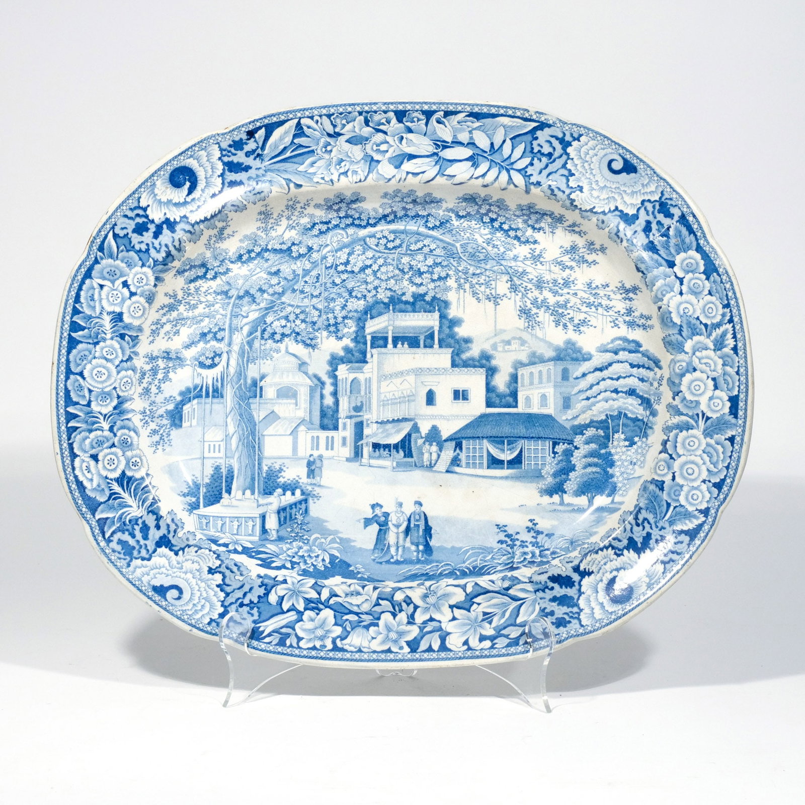 STAFFORDSHIRE BLUE & WHITE TRANSFERWARE PLATTER (1 of 6)