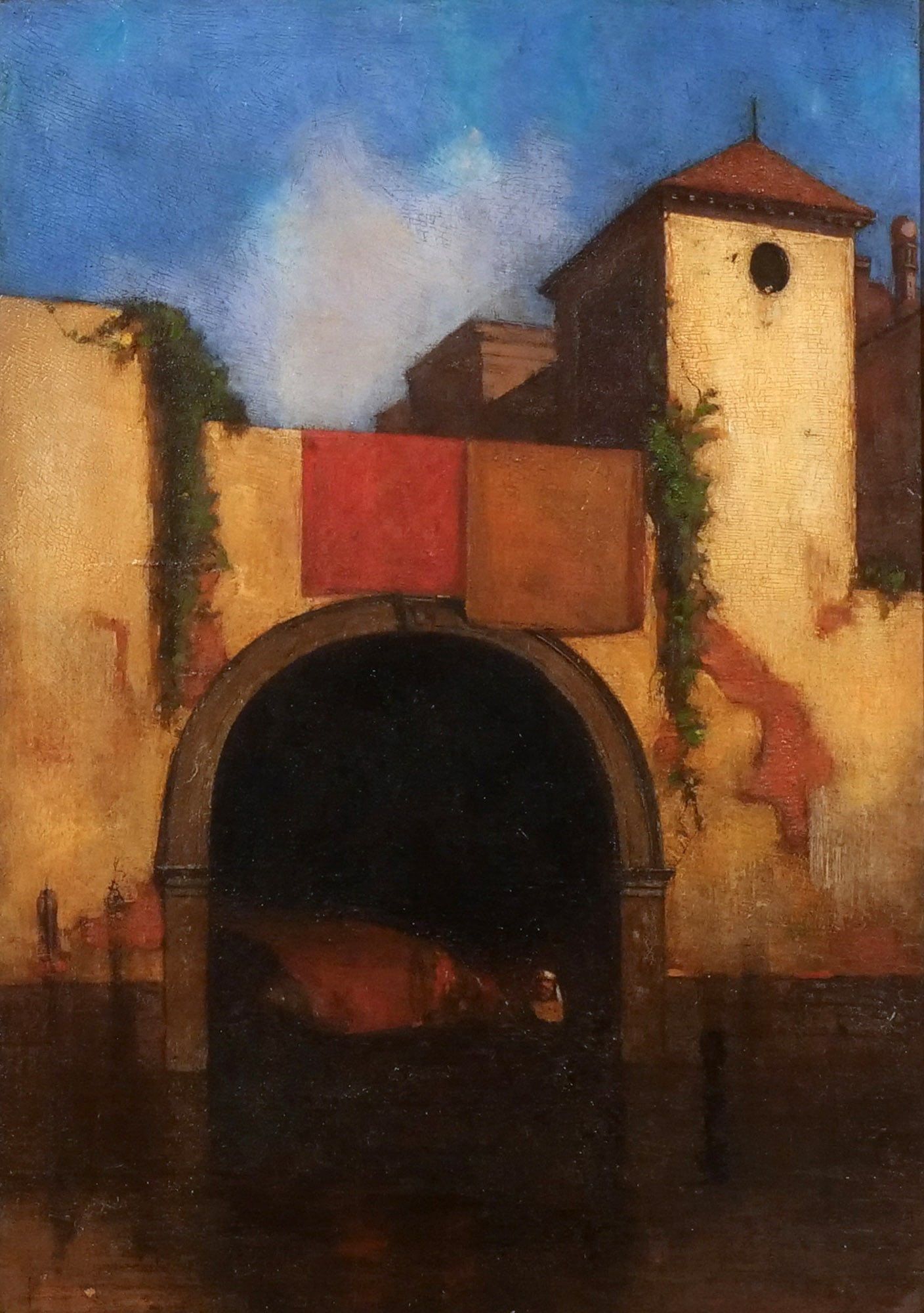 ANDREW BUNNER (American, 1841-1897): Entranceway Oil on board h. 16 w. 11-1/4 in. Signed lower right, framed overall: 24 x 20 in. (framed) Provenance: Descent through a prominent Greenwich, CT doctor's estate [In Situ Item] This item