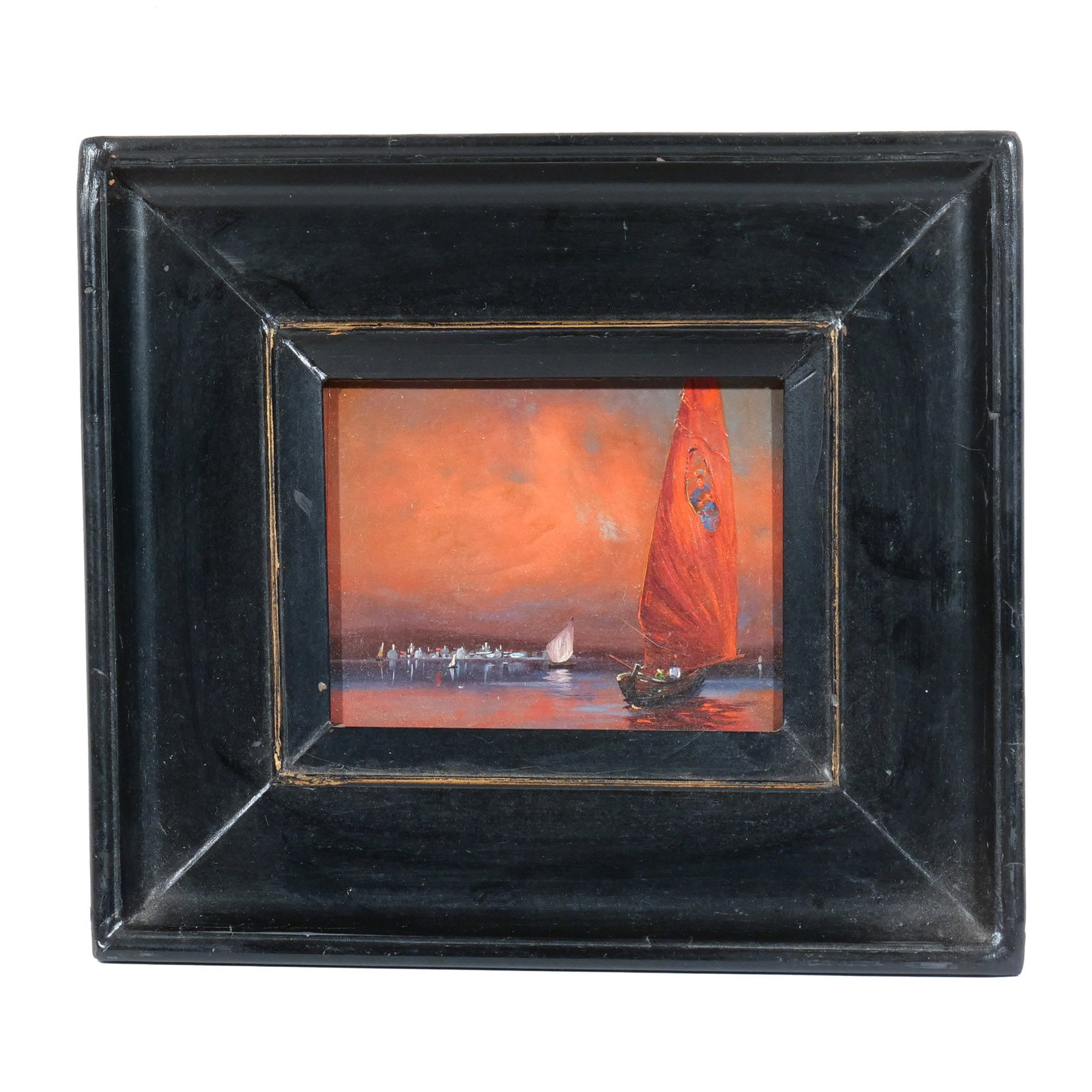 RUDOLPH PICHLER (Austrian, 1874-1950): Venice Oil on board h. 3-1/2 w. 4-1/2 in. Signed lower left, information on verso, framed overall: 8 x 9 in. (framed) Provenance: Descent through a prominent Greenwich, CT doctor's estate [In Situ