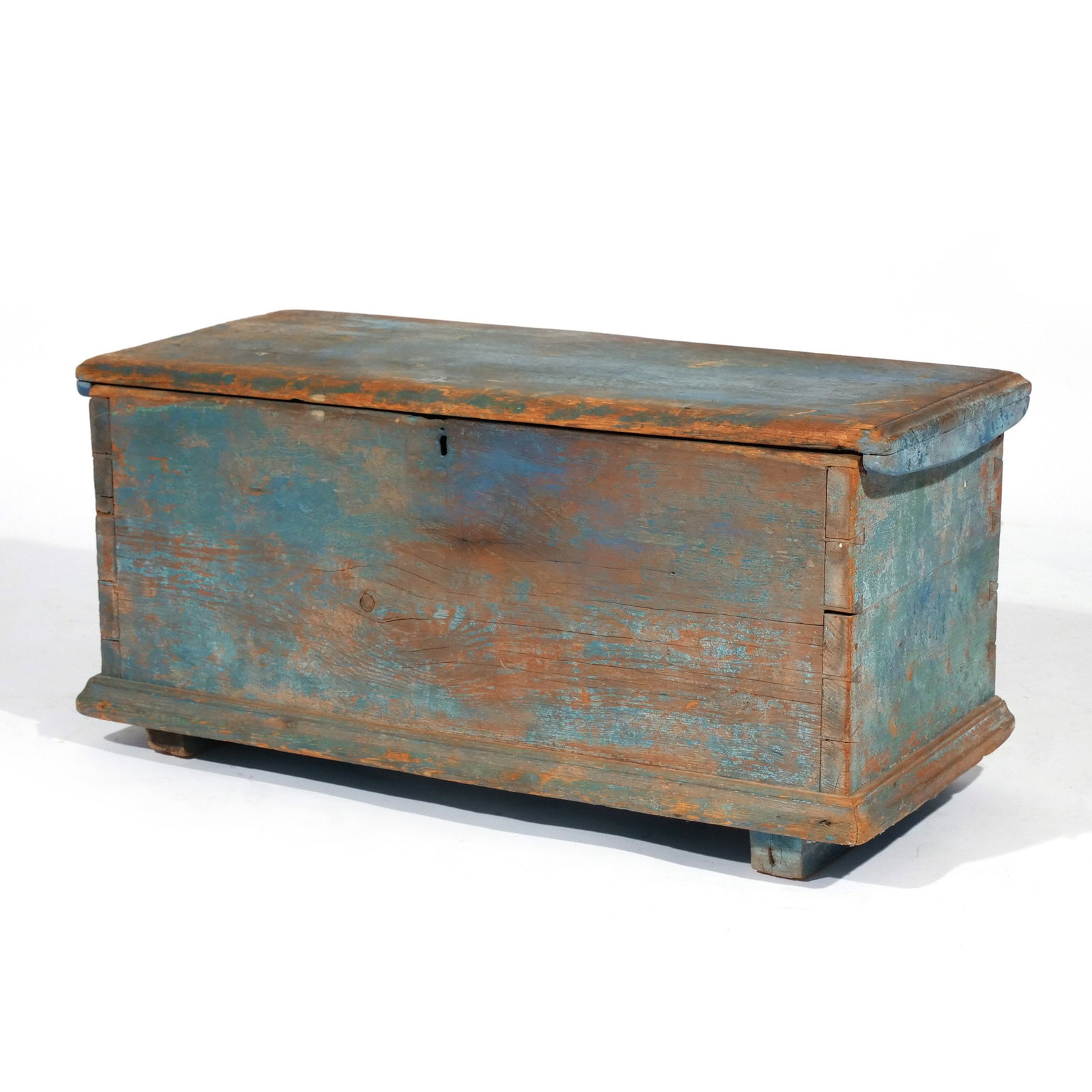 ANTIQUE POWDER BLUE PAINTED STORAGE CHEST (1 of 7)