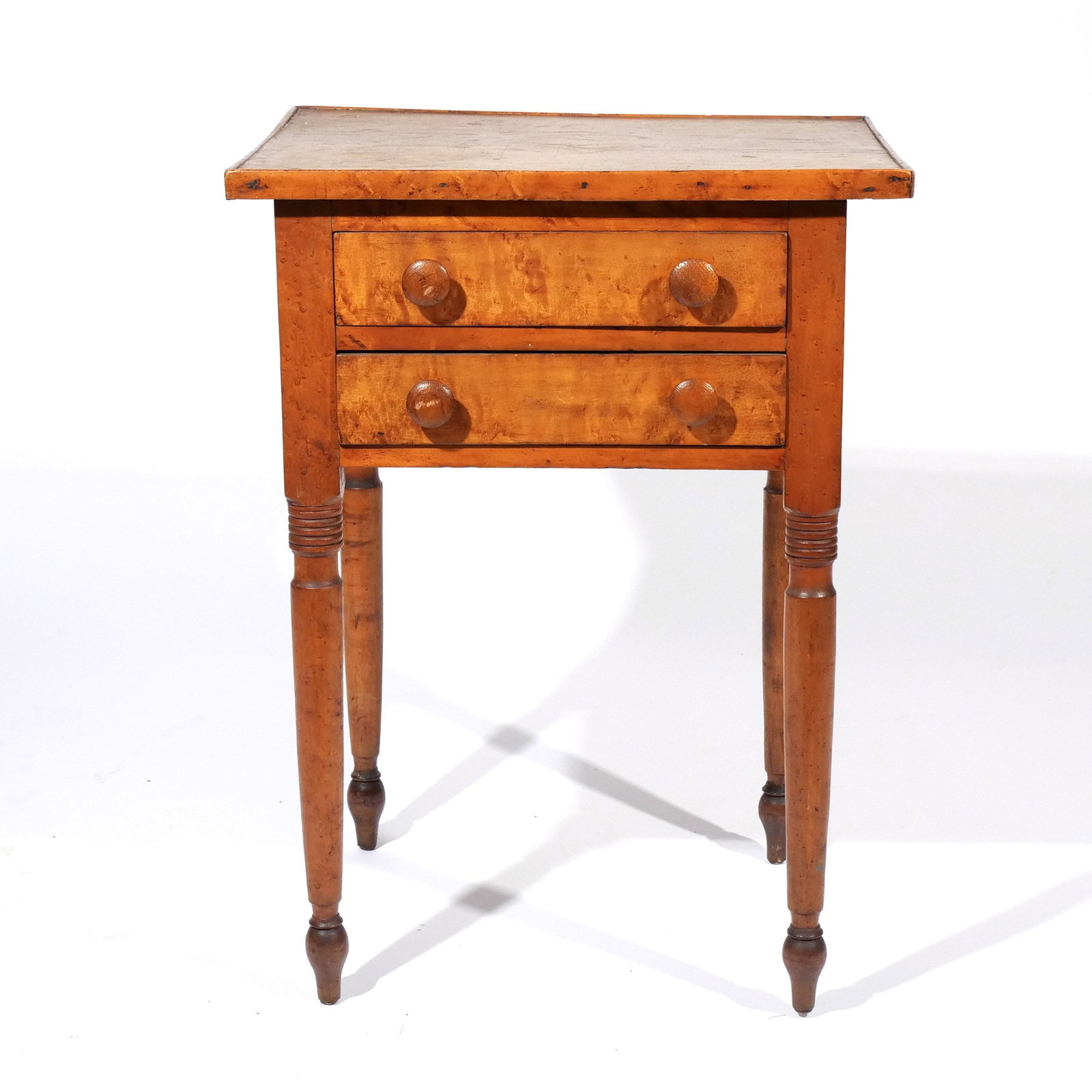 AMERICAN FIGURED MAPLE TWO-DRAWER STAND - 2