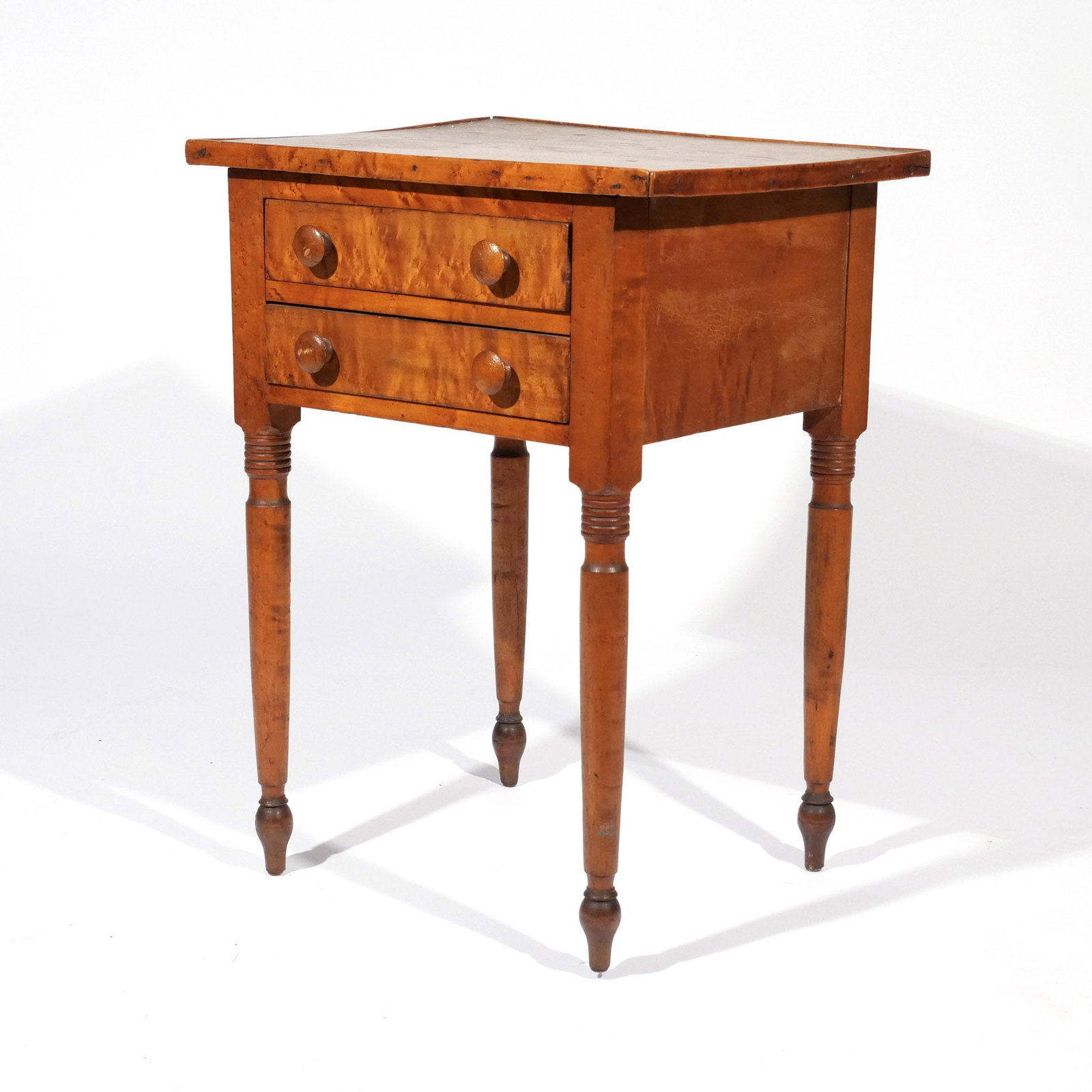 AMERICAN FIGURED MAPLE TWO-DRAWER STAND - 3
