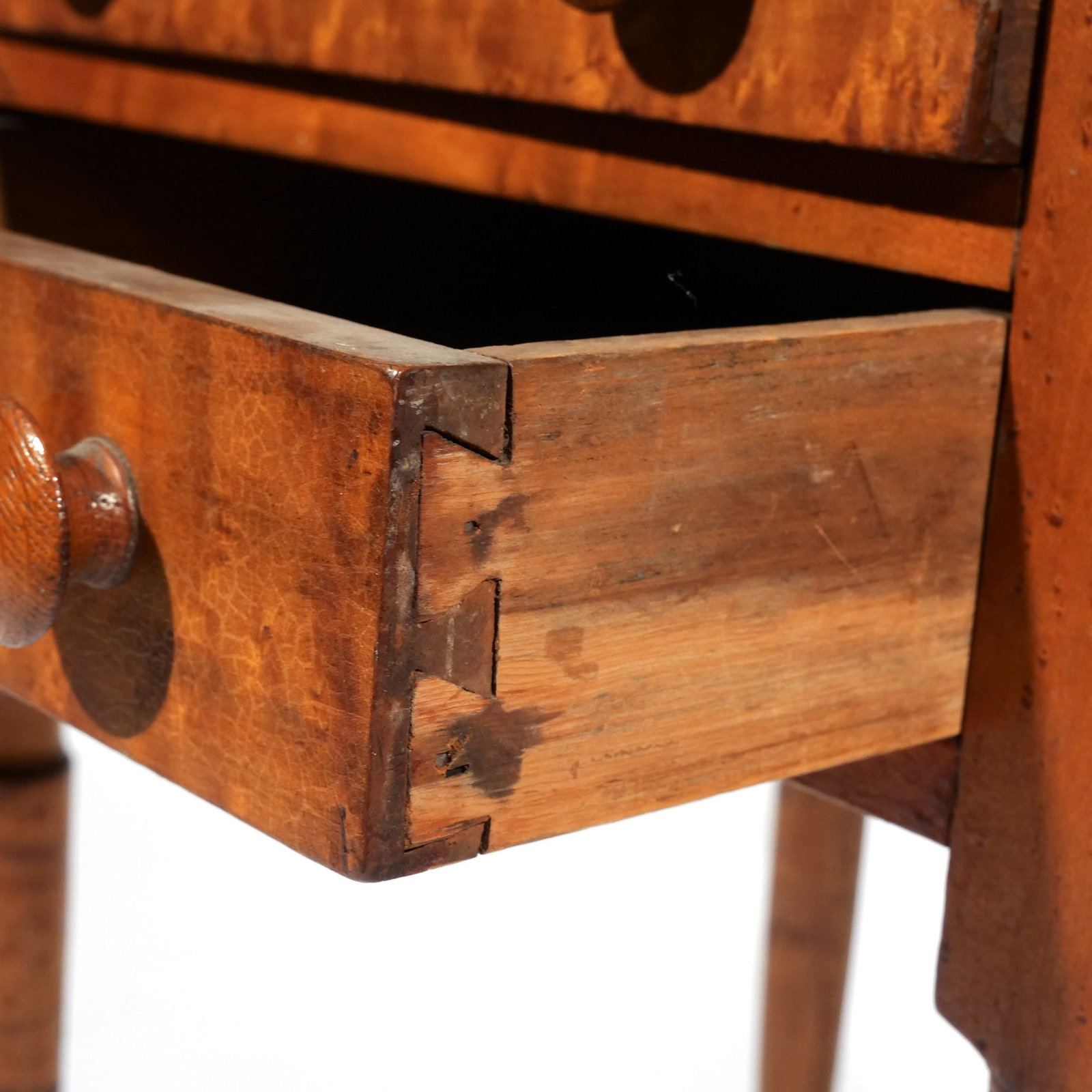 AMERICAN FIGURED MAPLE TWO-DRAWER STAND - 5