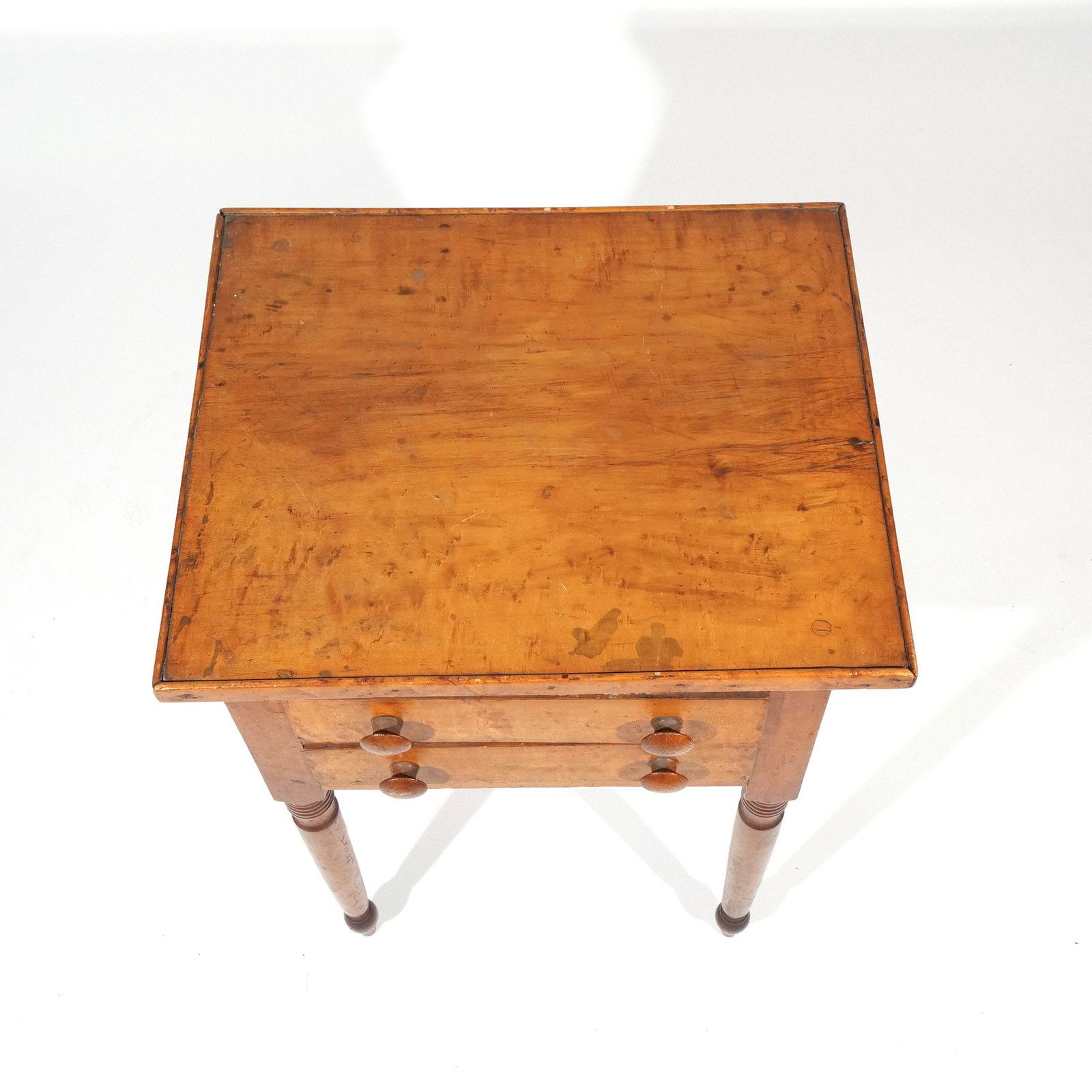AMERICAN FIGURED MAPLE TWO-DRAWER STAND - 7