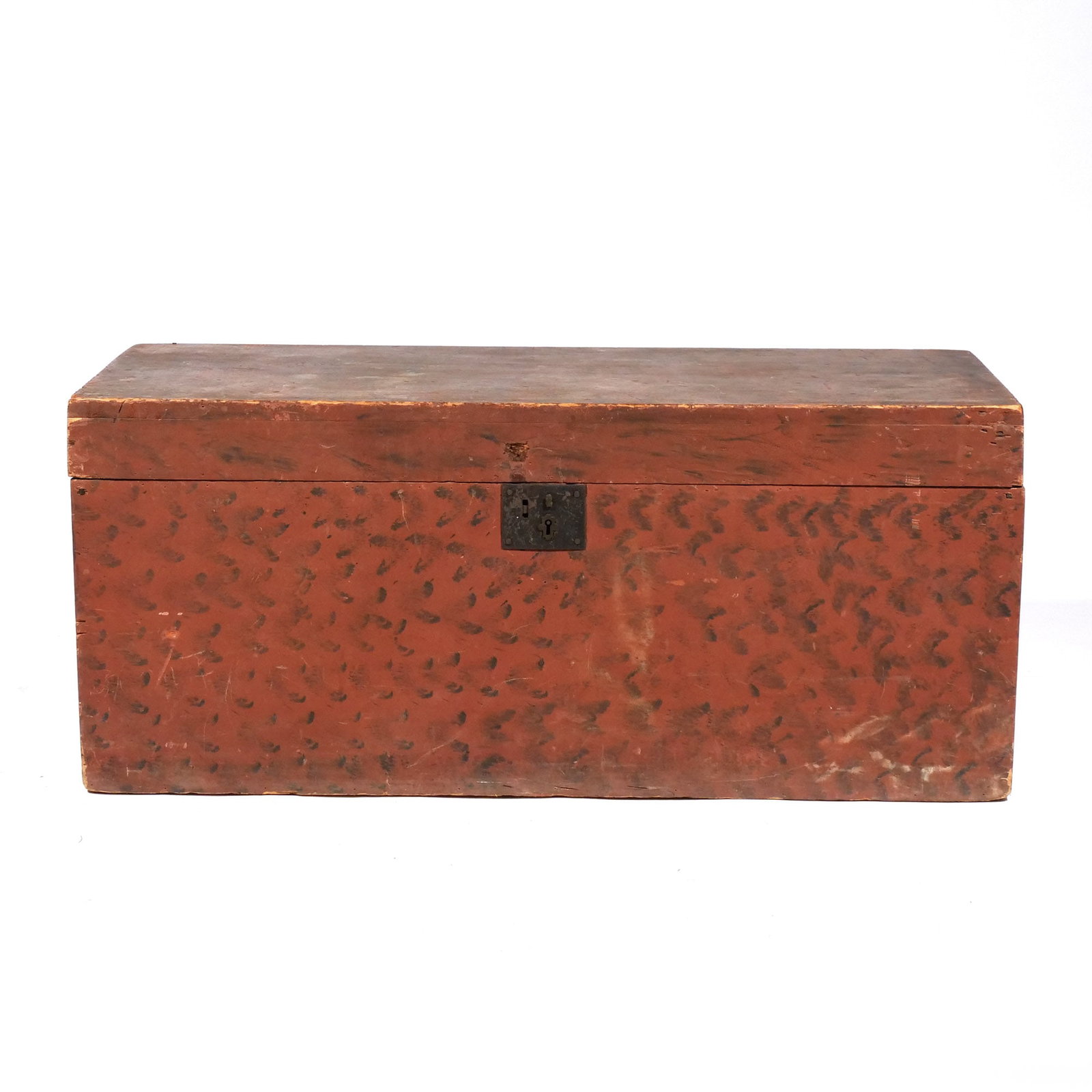 RED SPONGE-PAINTED STORAGE CHEST - 2