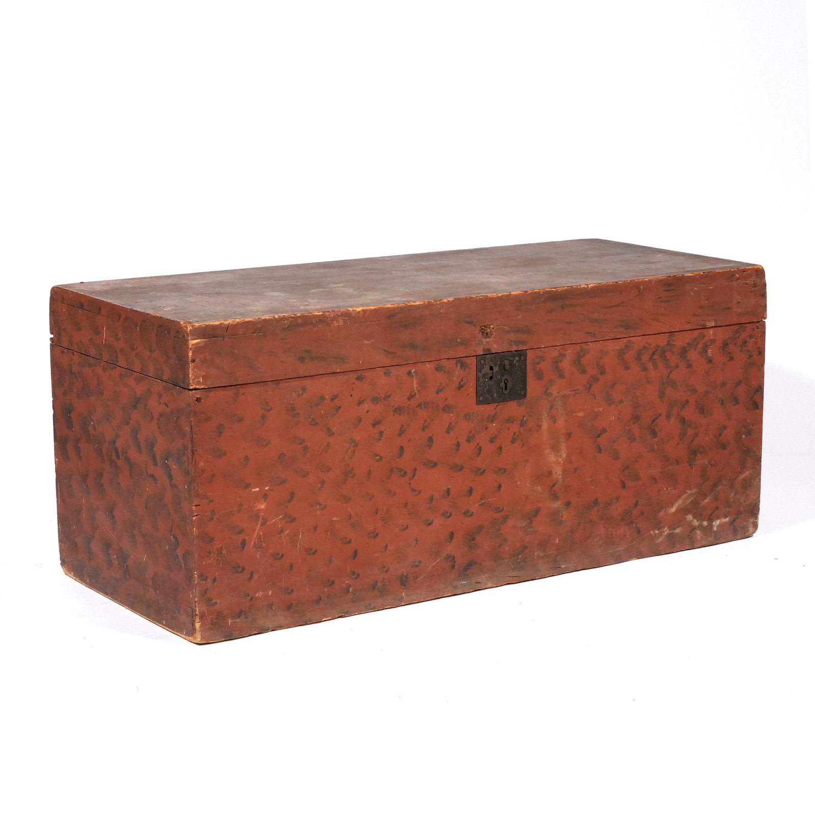 RED SPONGE-PAINTED STORAGE CHEST - 3