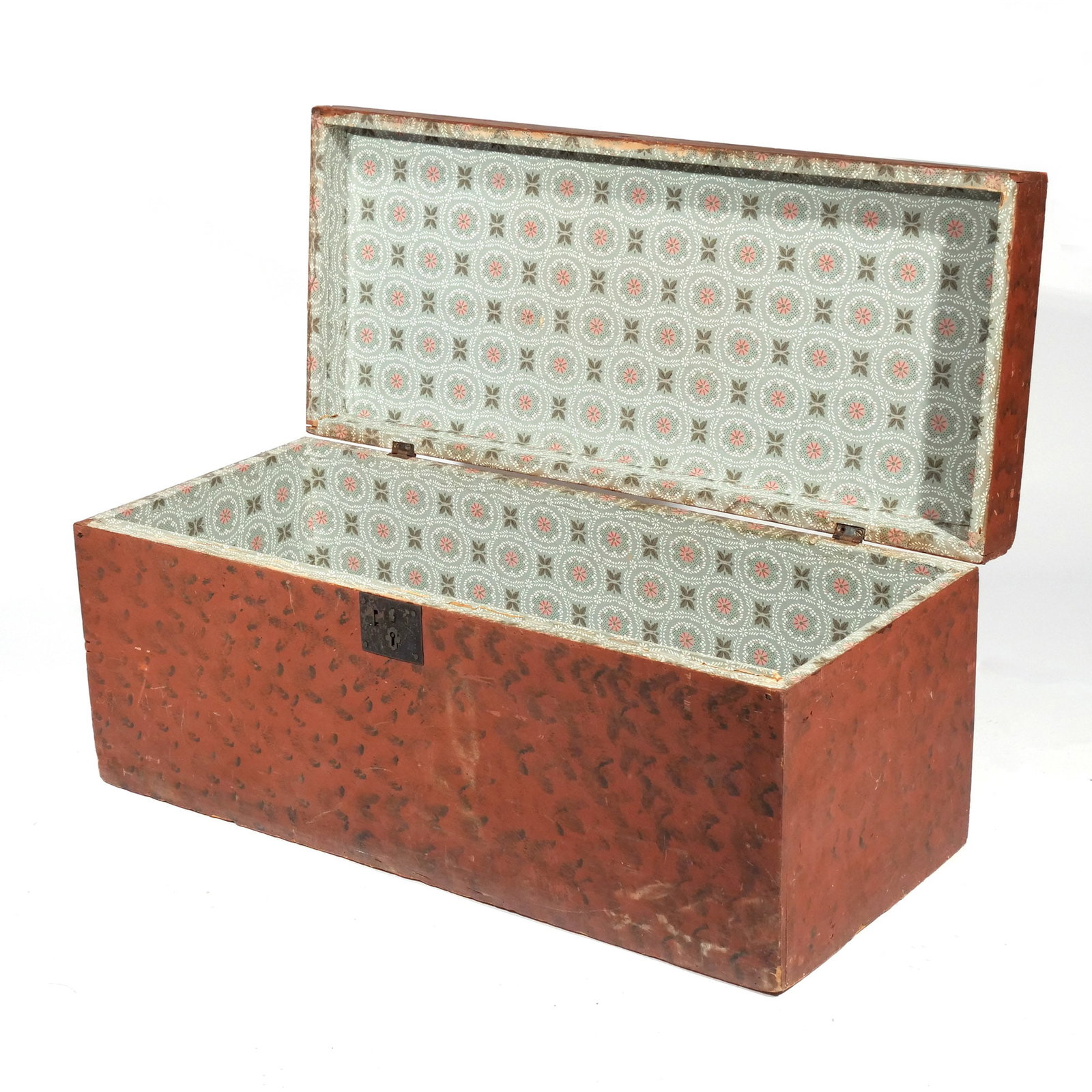 RED SPONGE-PAINTED STORAGE CHEST - 4
