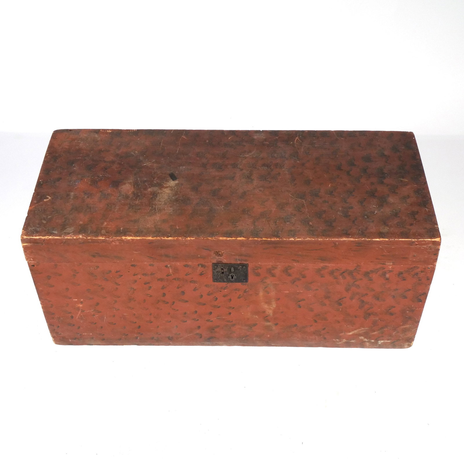 RED SPONGE-PAINTED STORAGE CHEST - 5