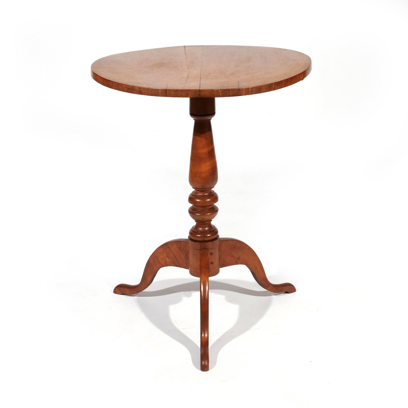 ANTIQUE TIGER MAPLE & MAPLE TEA TABLE - 2