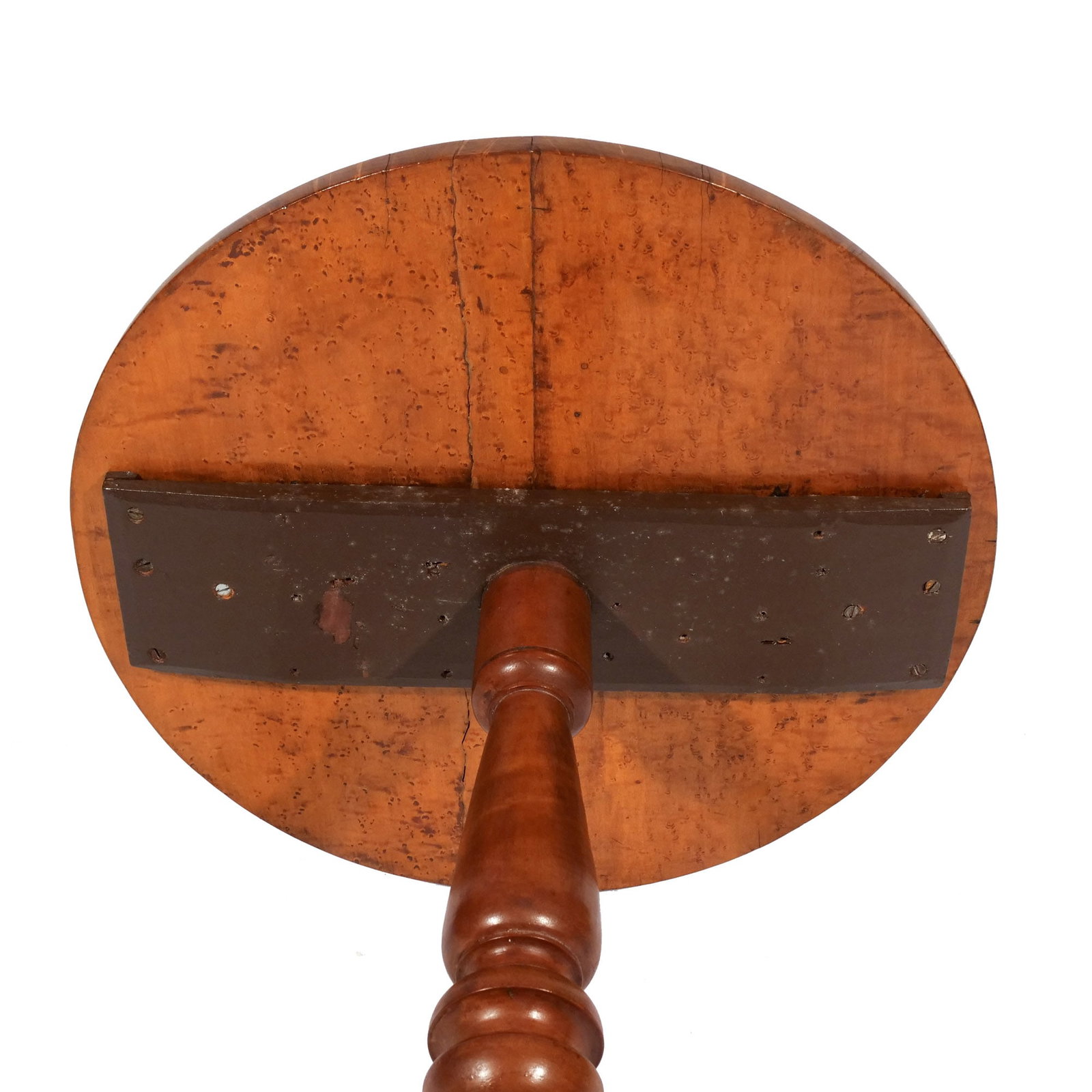 ANTIQUE TIGER MAPLE & MAPLE TEA TABLE - 8